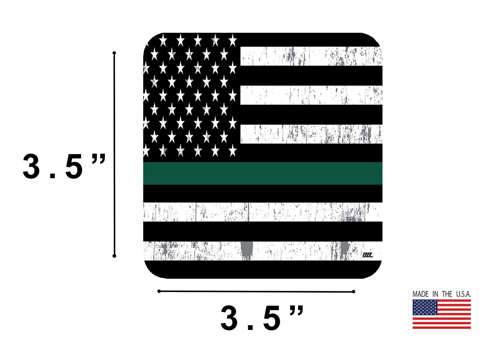 Rogue River Tactical The Thin Green Line Drink Coaster Set Gift For Us Military Veteran Federal Law Enforcement Border Patrol Pa