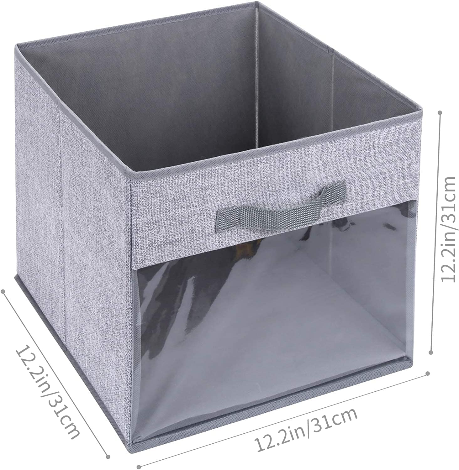 DIMJ Cube Bins  6 Packs Fabric Storage Bins Cubes with Window  Collapsible Storage Bins with Handles  Closet Storage Baskets for Organizing Living Room  Office  Blended