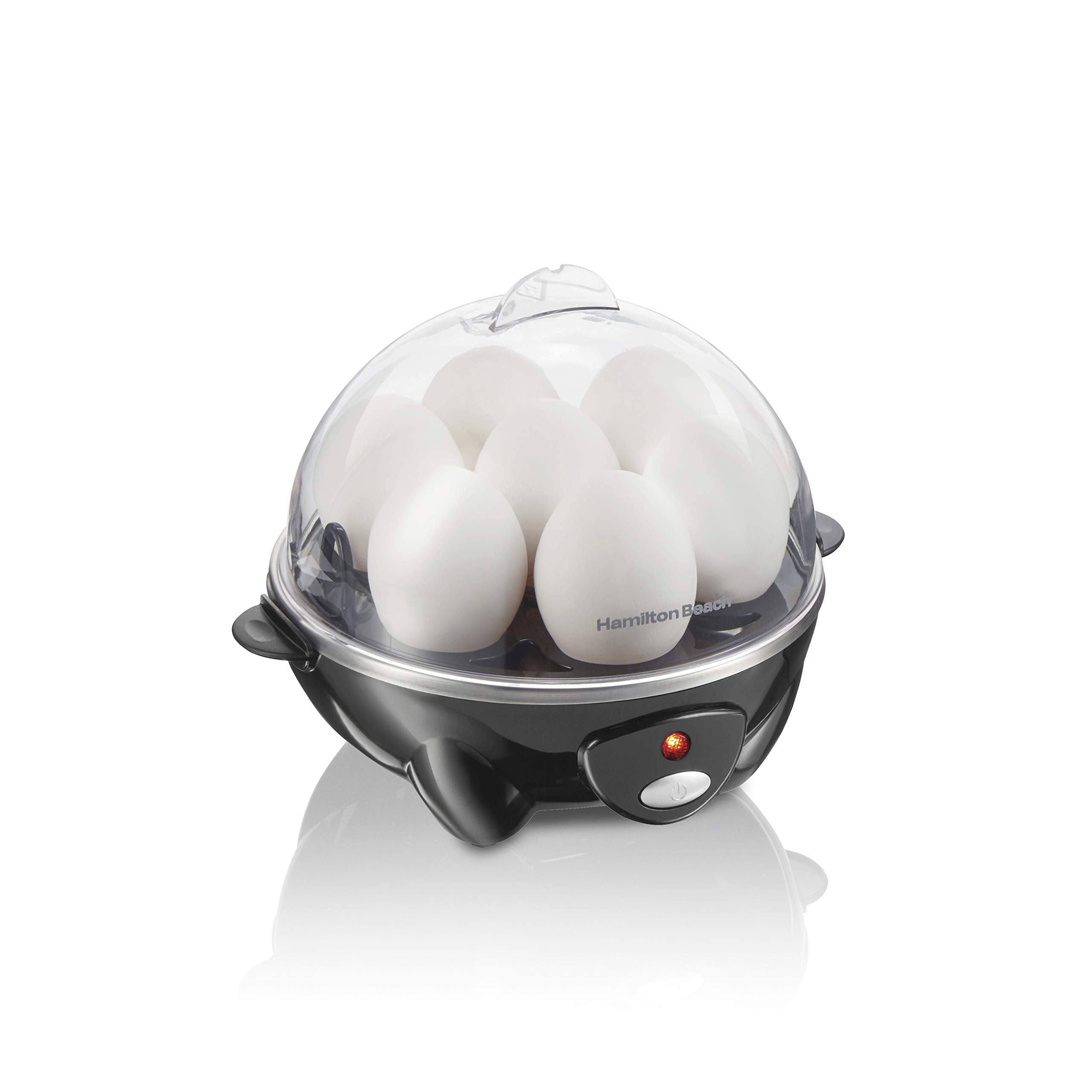 Hamilton Beach 3-In-1 Electric Egg Cooker For Hard Boiled Eggs, Poacher, Omelet Maker & Vegetable Steamer, Holds 7, Black (25507