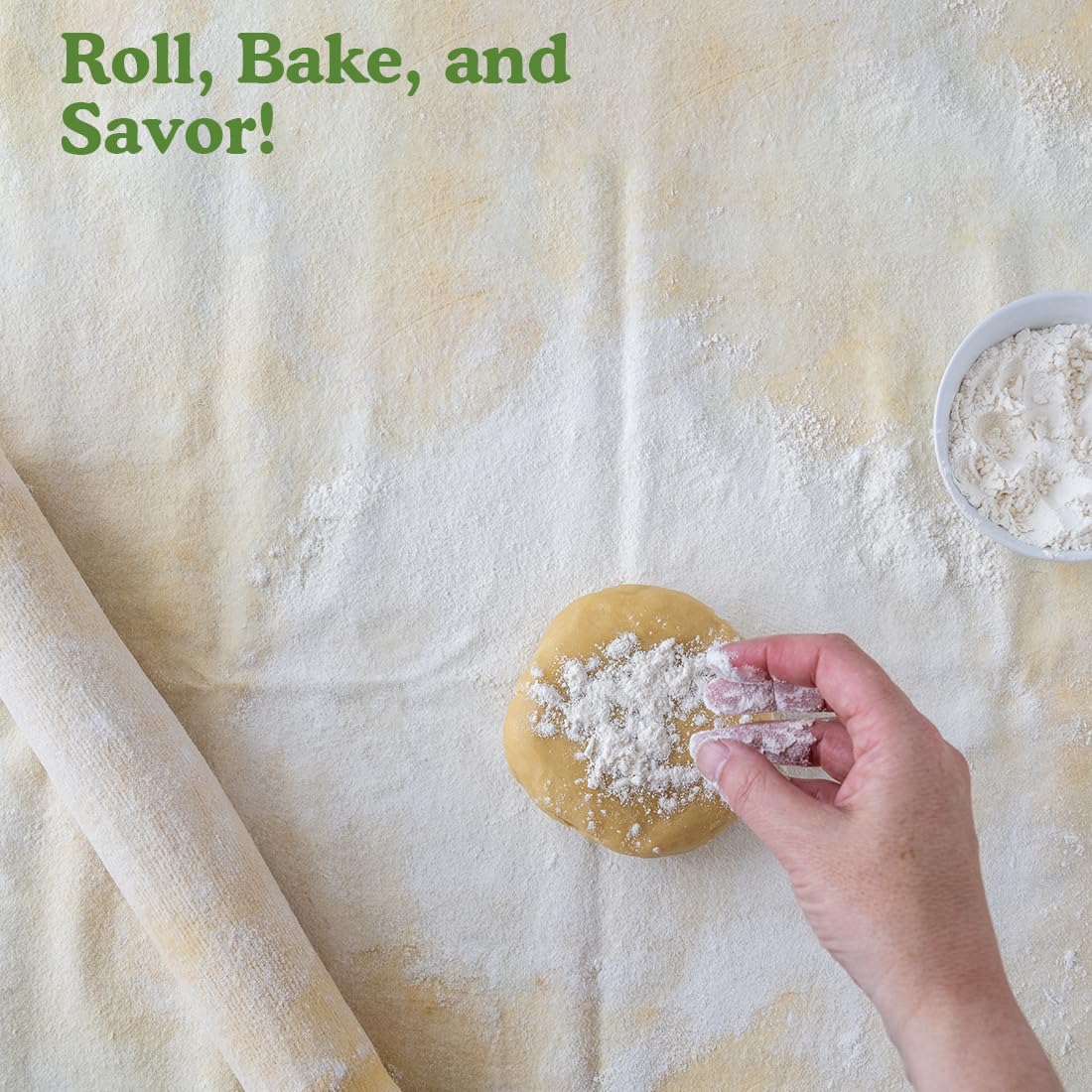 Regency Wraps Natural Pastry Cloth & Rolling Pin Cover Set  100% Cotton Cloth & Pin Cover for Non-Stick Dough Rolling  20x24'' Cloth with Sewn Edges 15'' Rolling Pin Cover