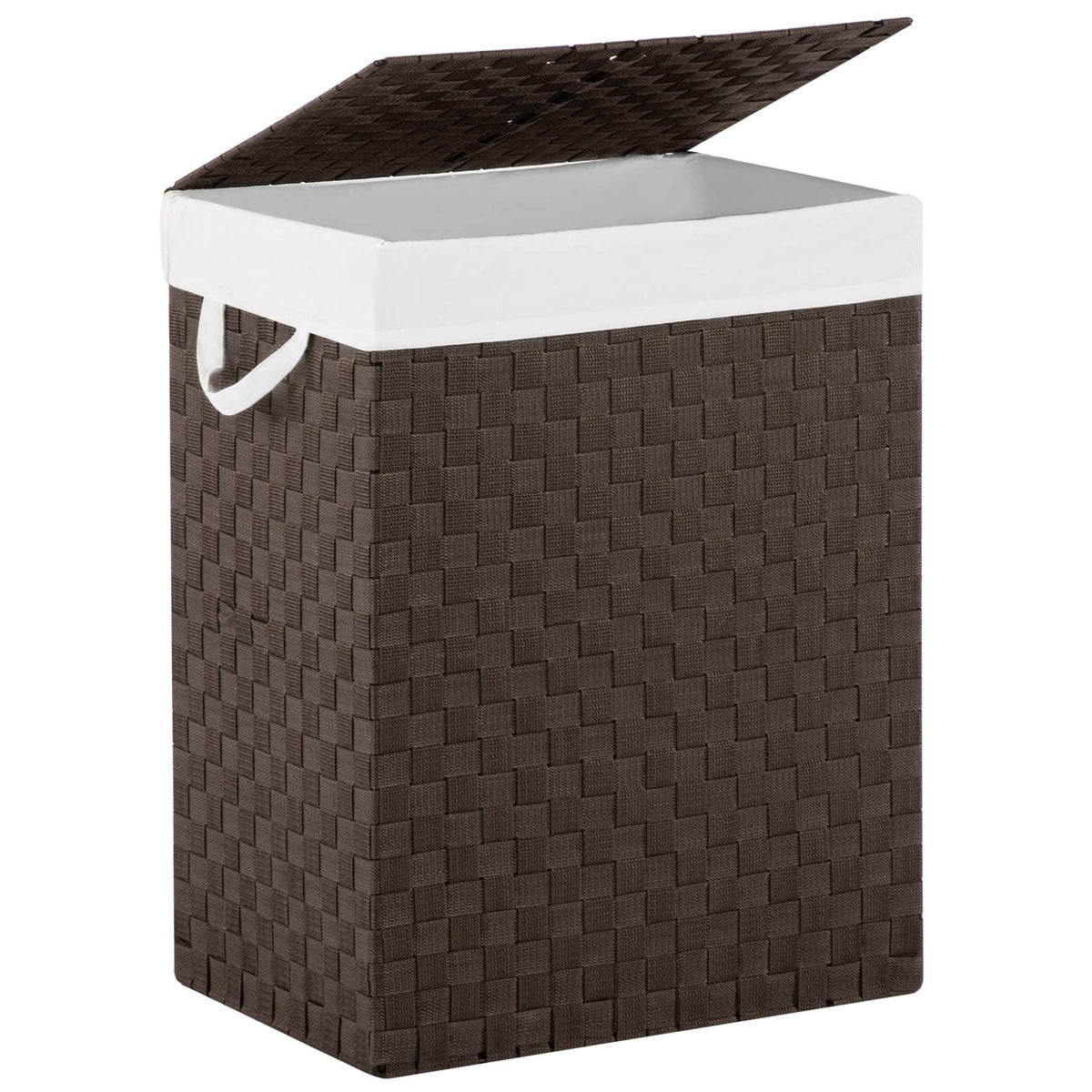 Laundry Hamper Basket With Lid By Fiona'S Magic, Handwoven Large Clothes Hamper With Removable Liner Bags, Collapsible Tall Hamp