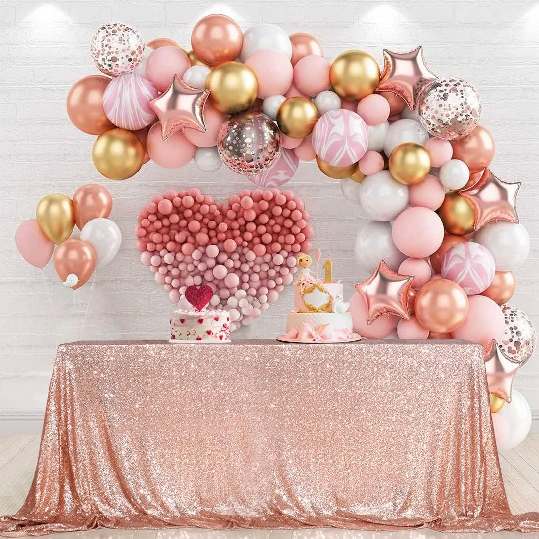 Partydelight Sequin Tablecloth, Rectangular, 60''X102'', Rose Gold