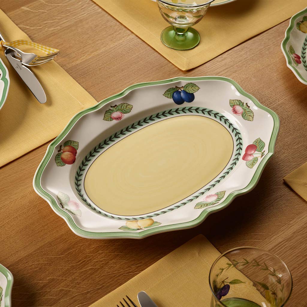 Villeroy & Boch Porcelain French Garden Fleurence Oval Platter, 14.5 In, White/Multicolored