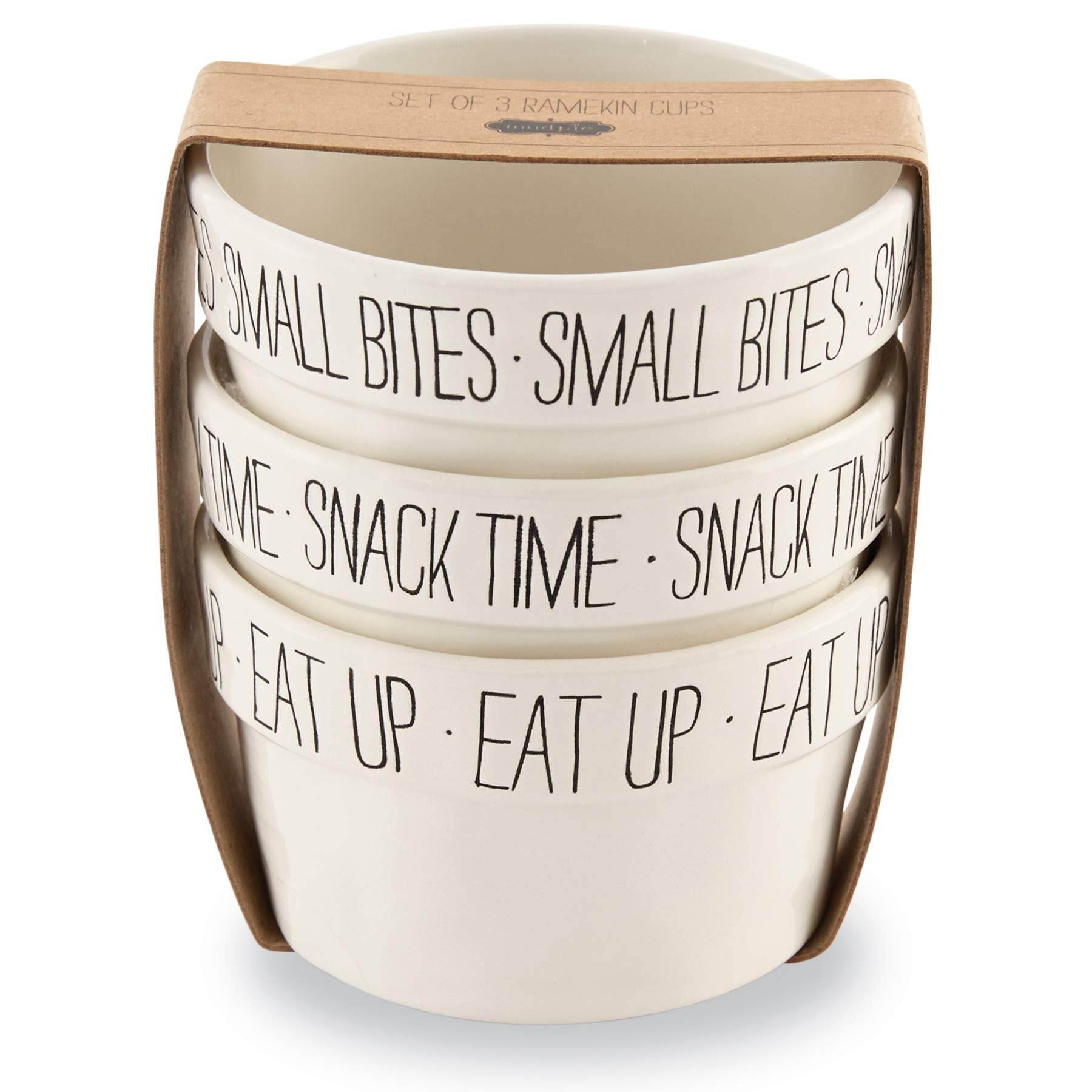 Mud Pie Small Bites Ramekin Set of 3, 2 x 3 1/2 dia, WHITE