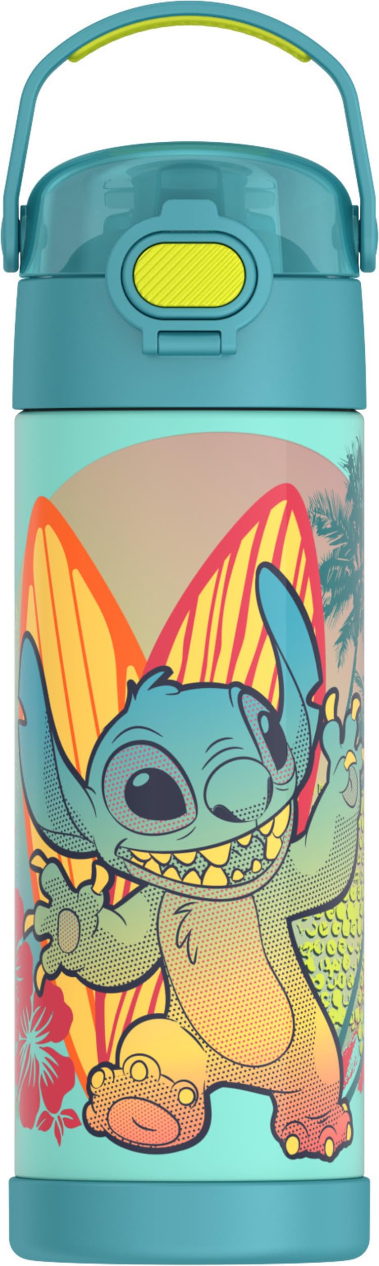 Thermos Funtainer 16 Ounce Stainless Steel Vacuum Insulated Bottle With Wide Spout Lid, Stitch