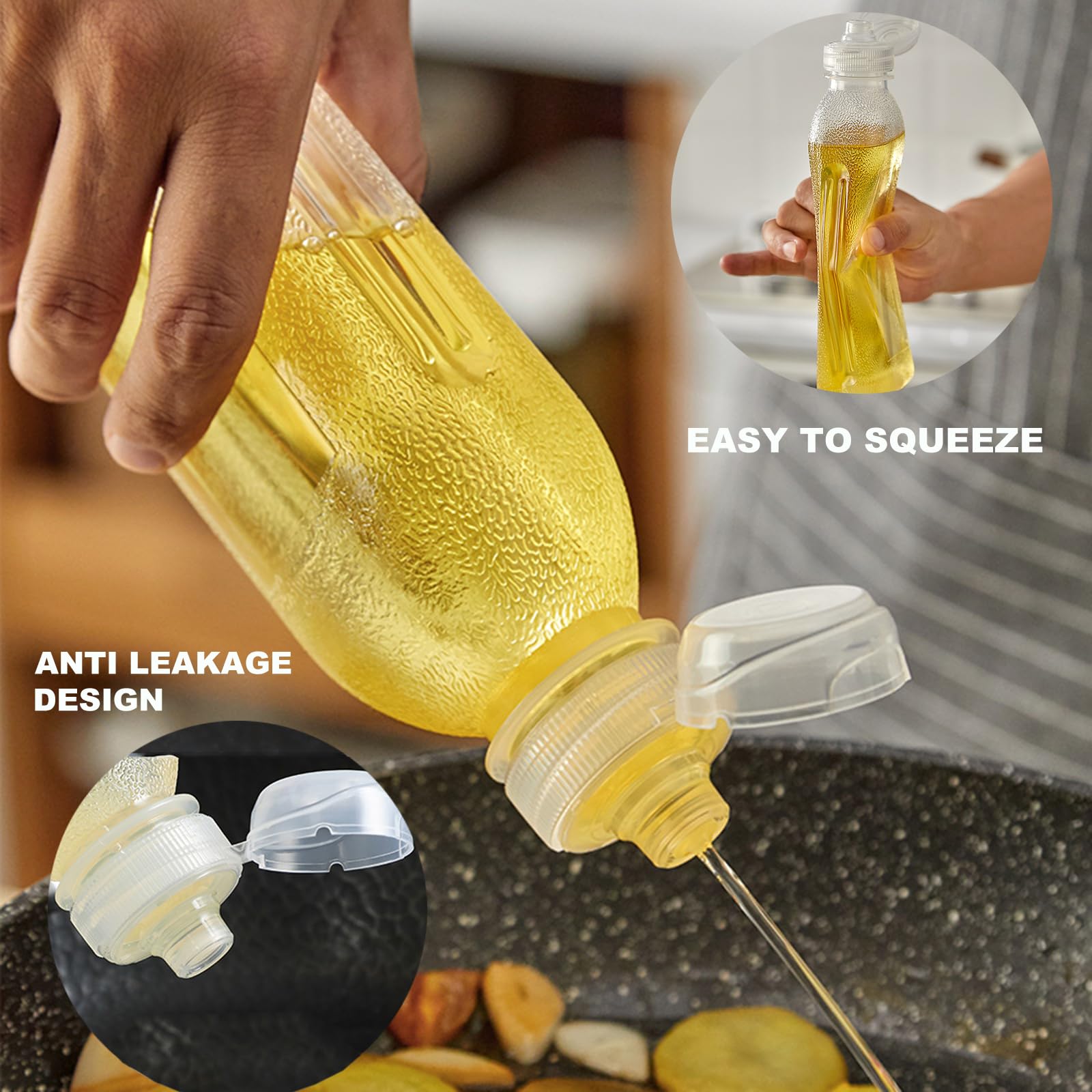 Wayda Condiment Squeeze Bottles,6 Pack Squeeze Bottles For Sauces, Ketchup Salad Dressing Container, 17Oz Plastic Bottles With S
