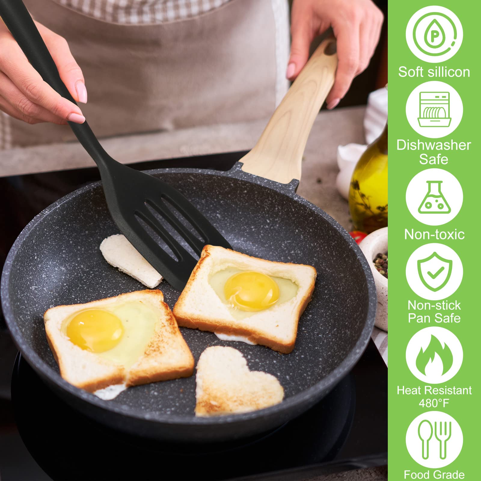 10 Pieces Mini Spatula Bulk Small Silicone Turner Heat Resistant Slotted Spatula Colorful Egg Spatula Flipper Non Stick Cookware