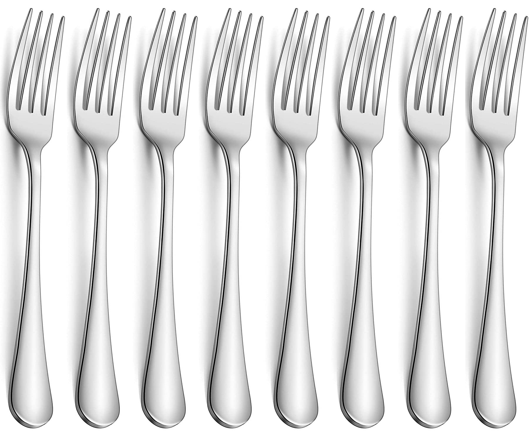 Lazooy Stainless Steel Dinner Forks Rustproof Silverware Dinner Table Fork For Dessert Lightweight Dishwasher Safe, Set Of 8