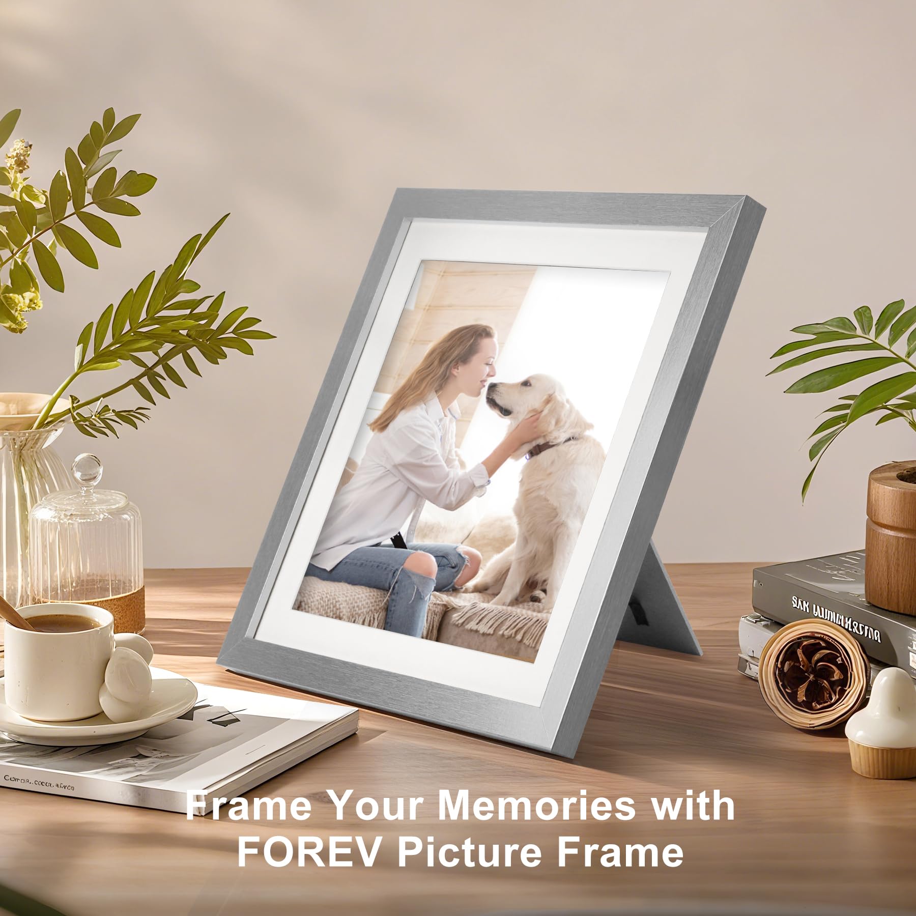 TOFOREVO Picture Frames 10x10 Set of 2 Distressed Silver Wood Grain Photo Frame for Gallery Wall Mounting or Tabletop Display