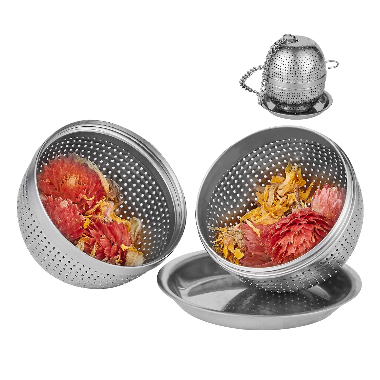 Yeosen Tea Infuser Ball - Tea Strainer Ball For Loose Leaf Tea, Spice Infuser Stainless Steel Mesh, Fine Threaded Connection, 4.