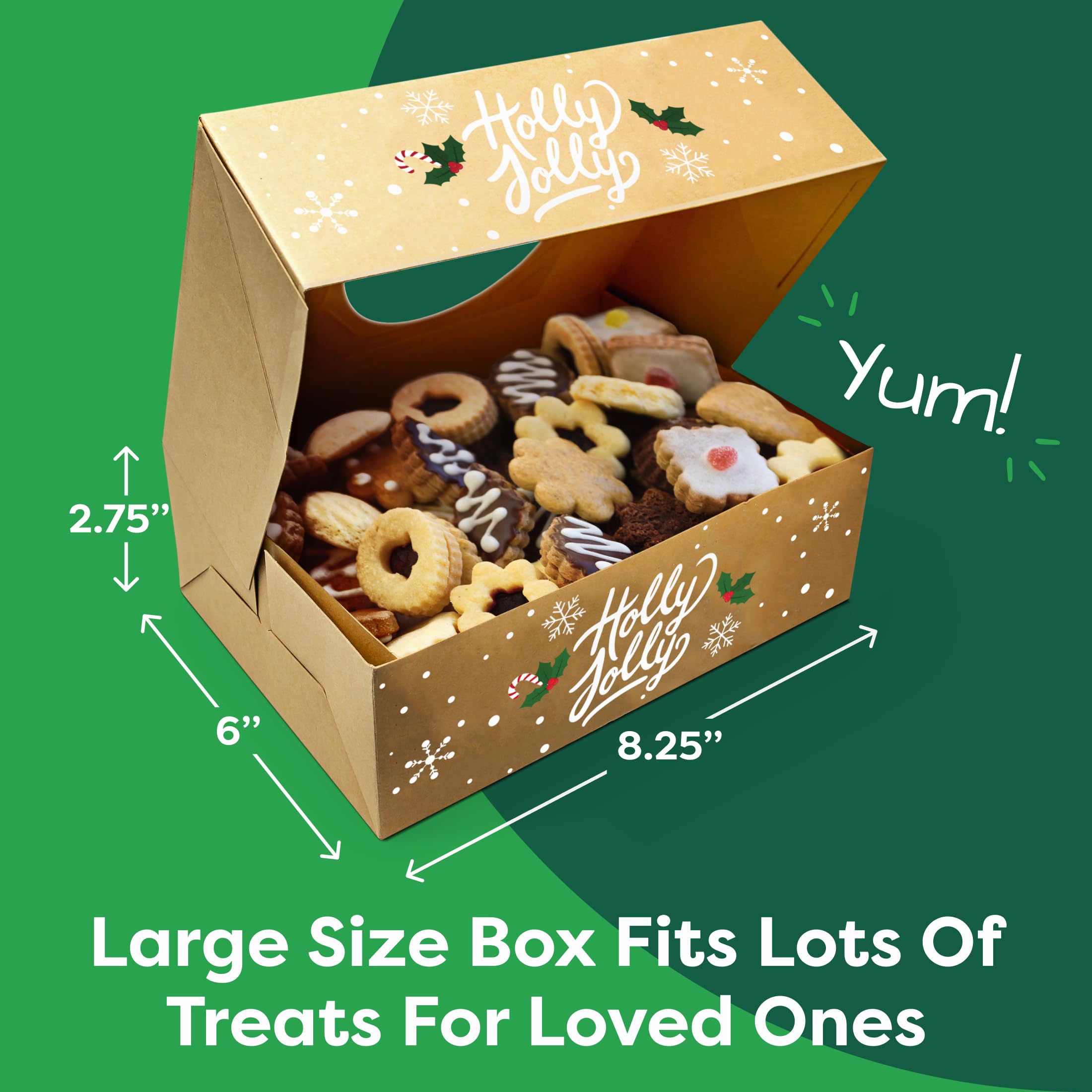 Joyousa Christmas Cookie Boxes - Bulk 12 Pack Kraft - Large Holiday Christmas Cookie Tins With Lids, Bakery Christmas Treat Boxe