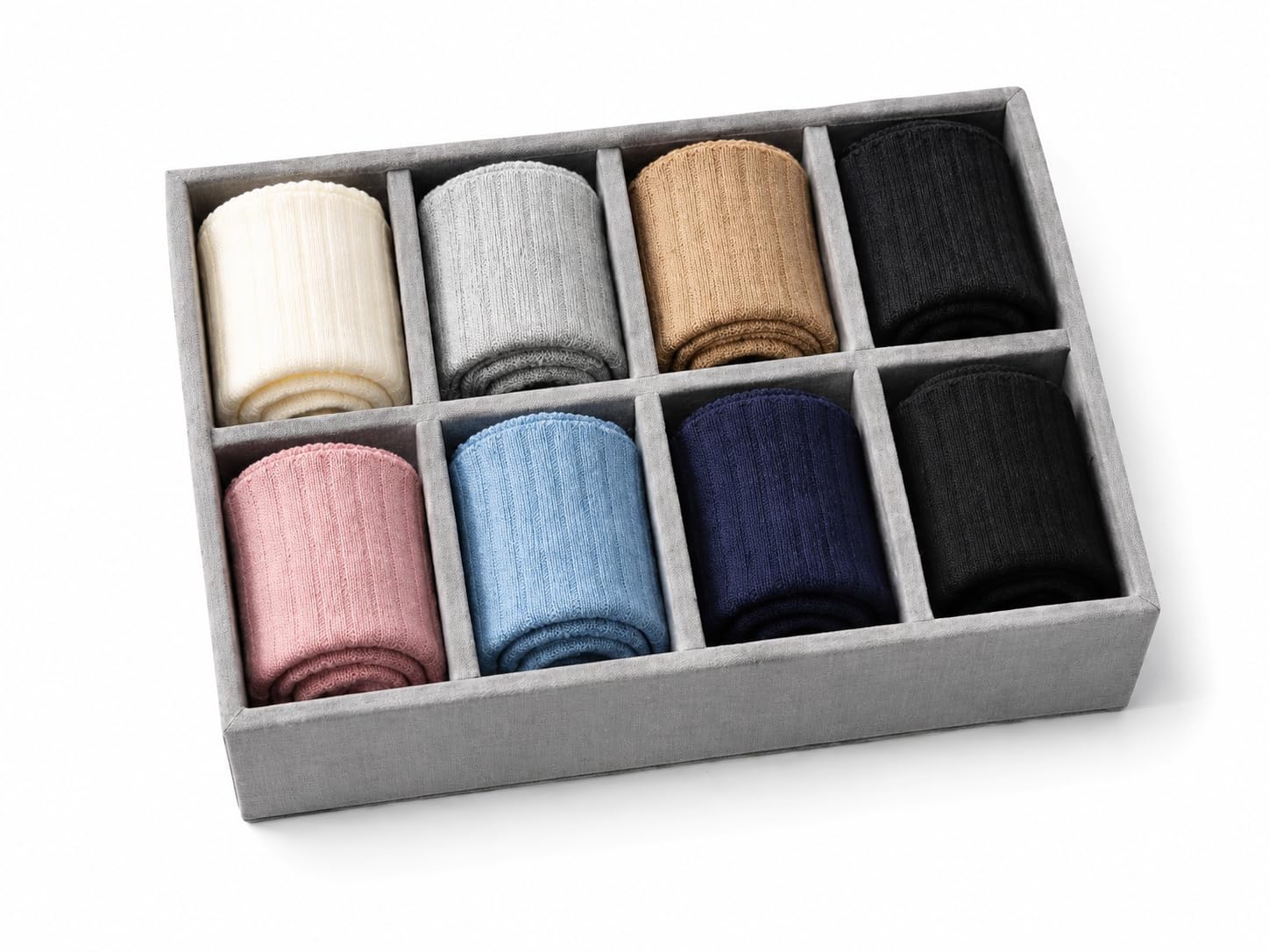 The Big Trove 8 Slot Drawer Organizer Tray For Socks And Underwear, Grey