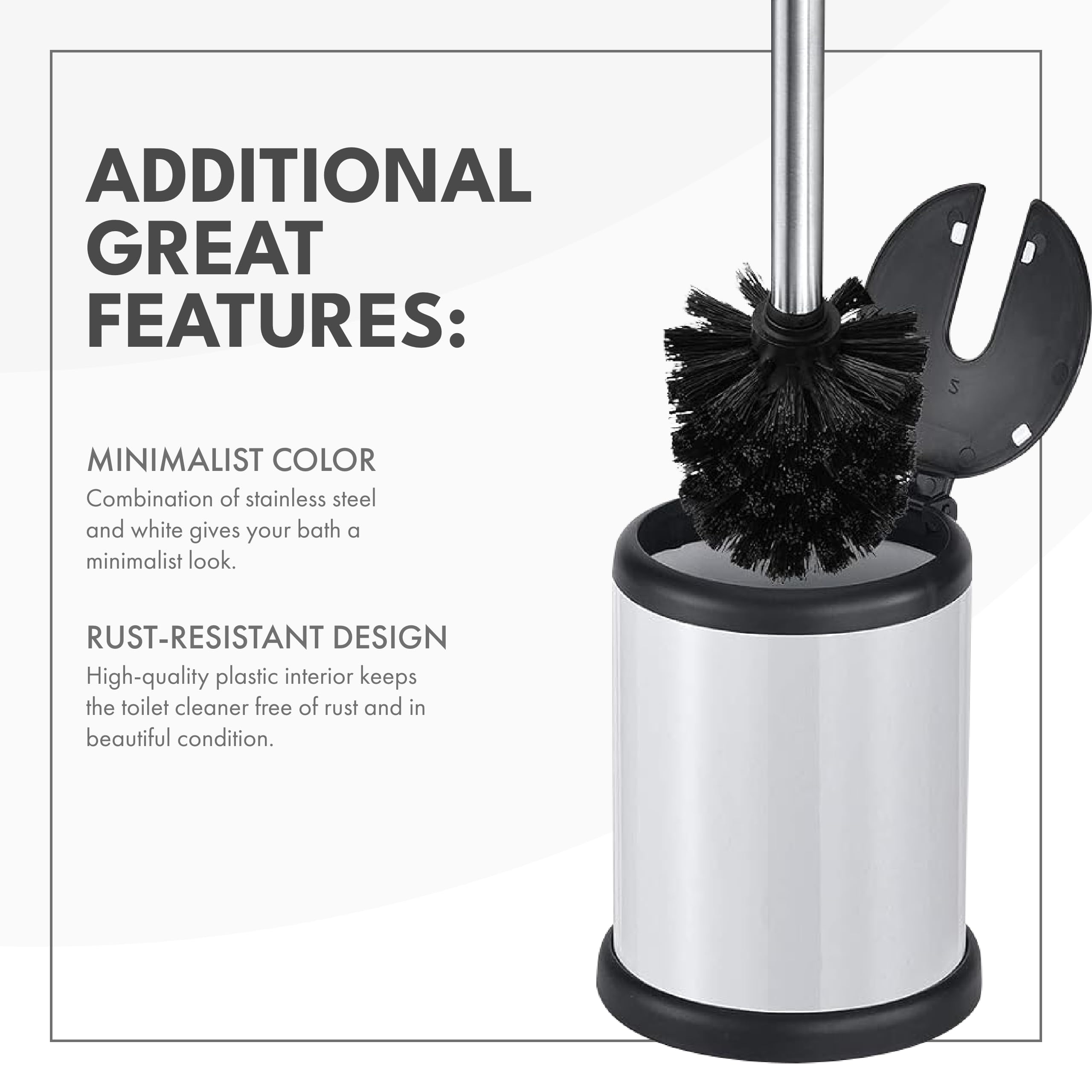 Toilettree Products Toilet Brush With Lid (White 2 Pack)