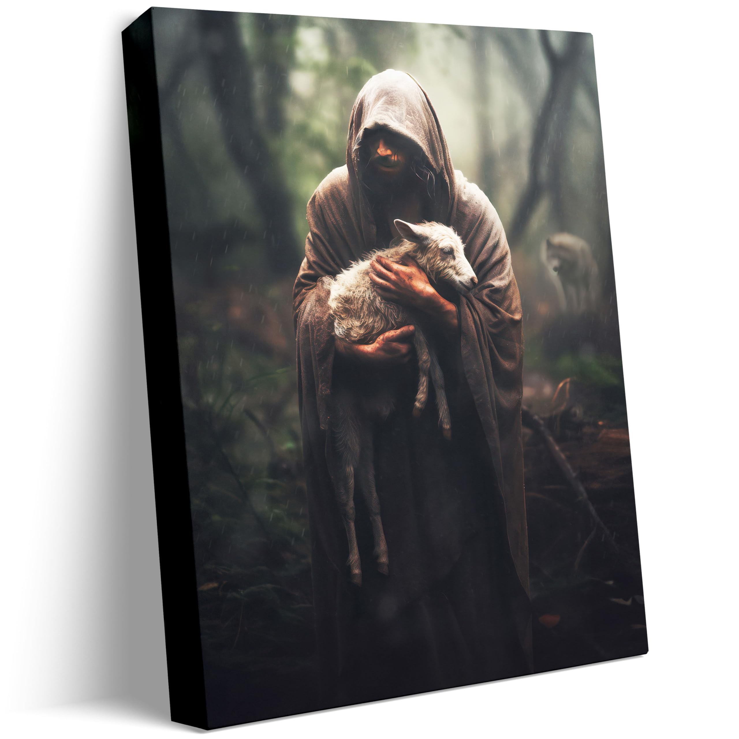 Jesus And Lamb Canvas Wall Art Jesus Rescues A Muddy Lamb Picture Wall Art Canvas Print Christian Home Decor 24X30 Inch