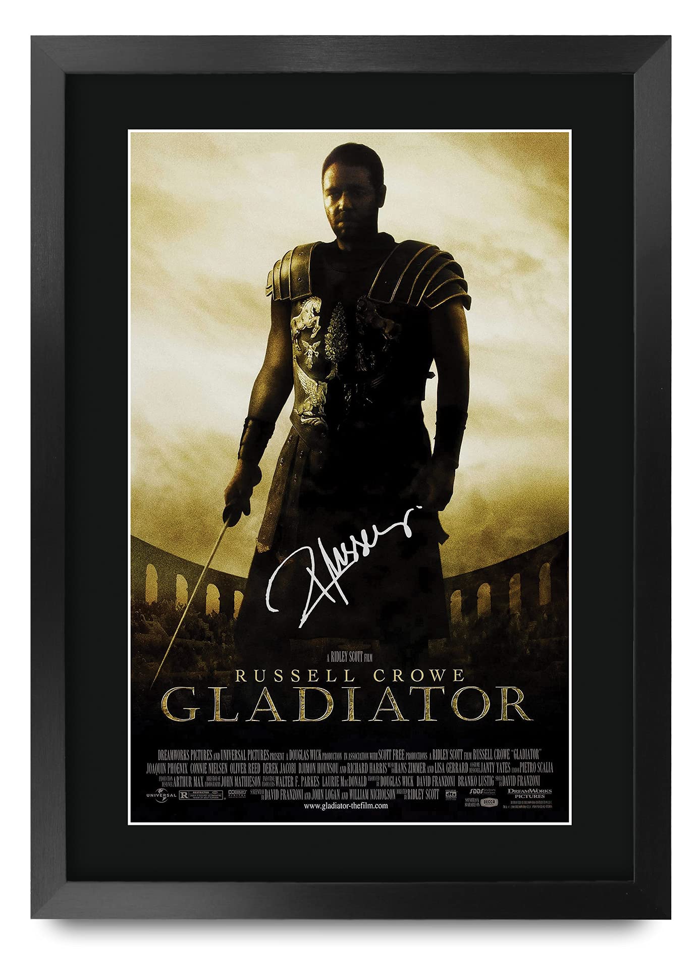 Hwc Trading Gladiator Gifts Printed Poster Signed Autograph Picture For Movie Memorabilia Fans - 16'' X 12'' Framed