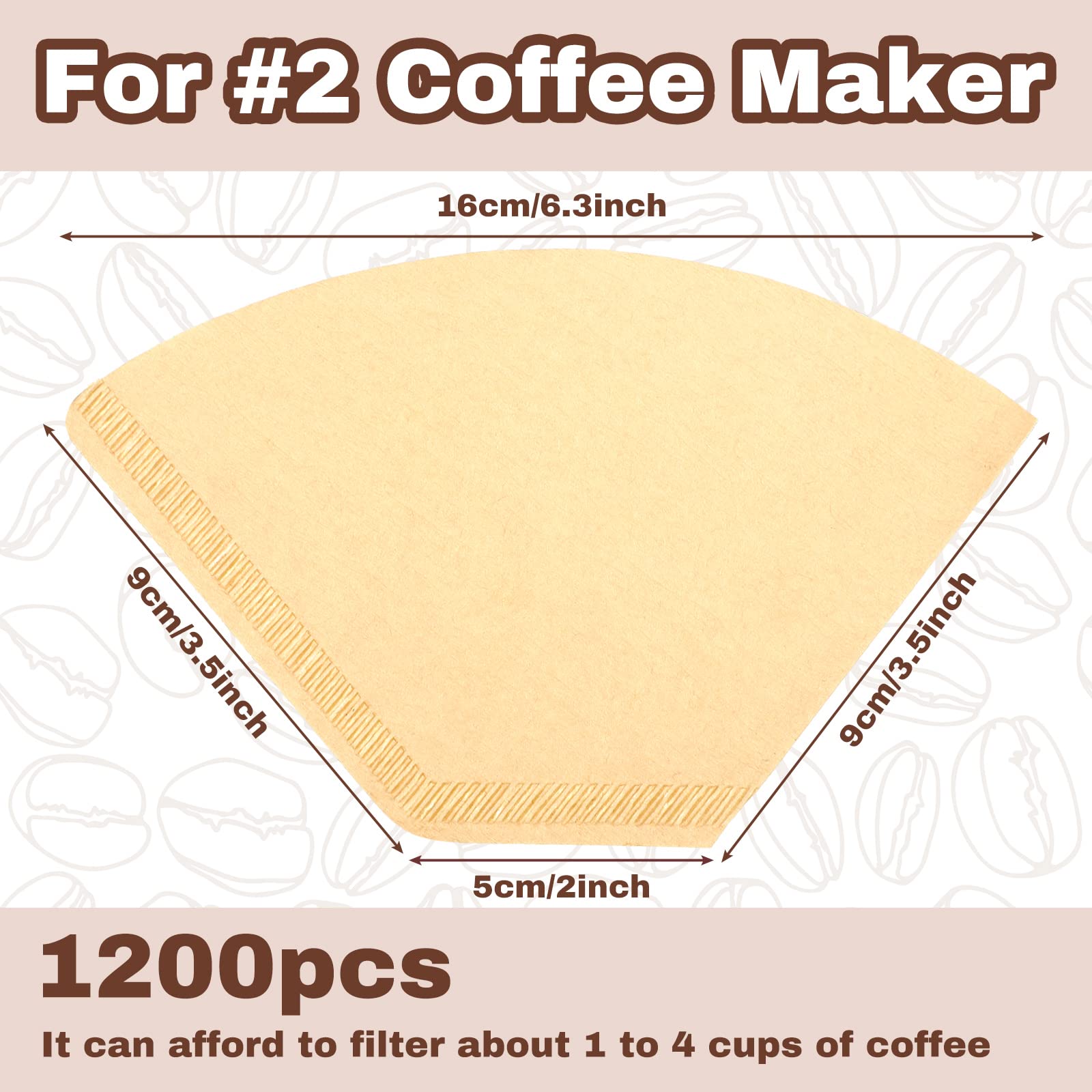 1200 Pcs #2 Cone Coffee Filters Paper Coffee Filter Unbleached Coffee Filters Disposable Pour Over Coffee Filters For Coffer Mak