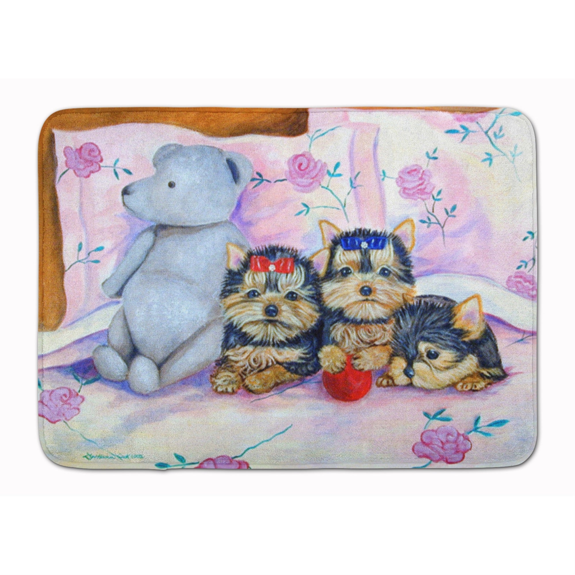 Carolines Treasures Yorkie Puppies three in a row Floor Mat, 19 x 27, Multicolor