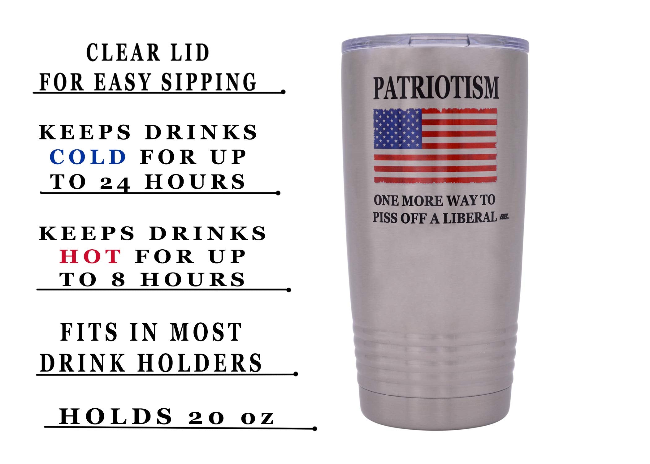 Rogue River Tactical Funny 20 Ounce Large Stainless Steel Travel Tumbler Mug Cup Conservative Or Republican