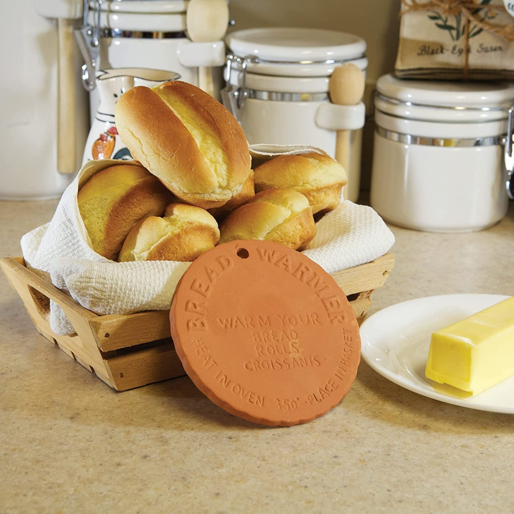 Fox Run Terra Cotta Bread Warmer, 4.75 x 4.75 x 0.75 inches, Model 4675