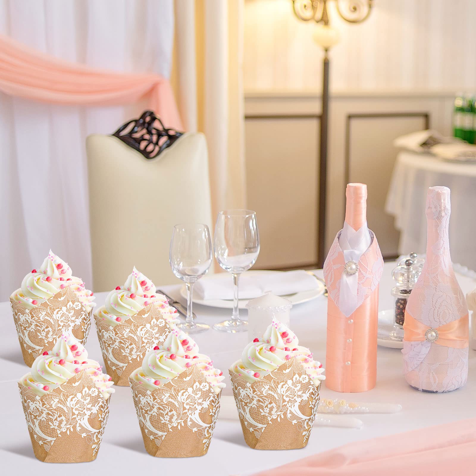 200 Pcs Wedding Tulip Cupcake Liners Bridal Shower Muffin Liners Baking Cups Greaseproof Paper Cupcake Wrappers Cups For Party W