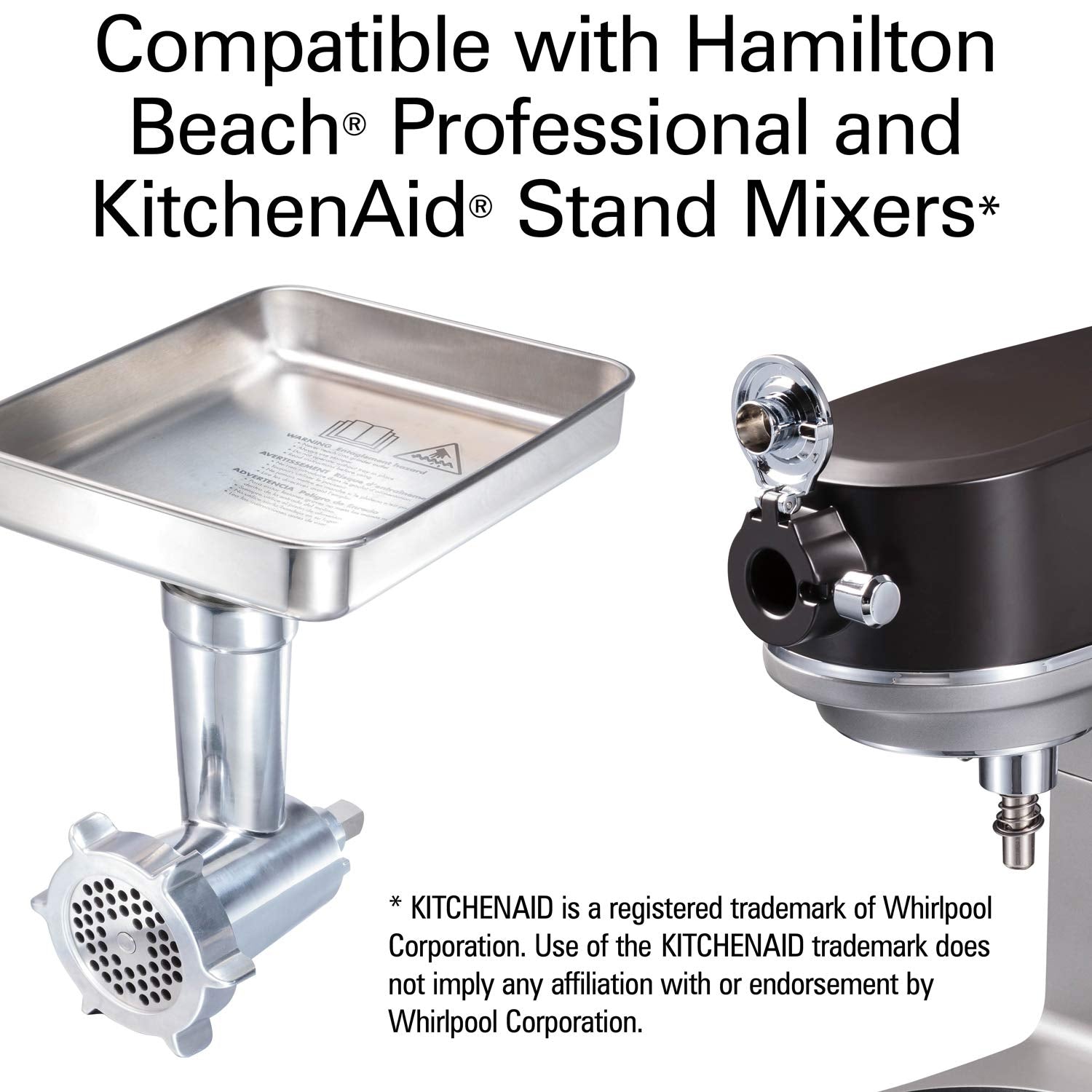 HAMILTON BEACH PROFESSIONAL 63245 Stand Mixer Specialty Metal Meat and Food Grinder Attachment Set  STAINLESS STEEL