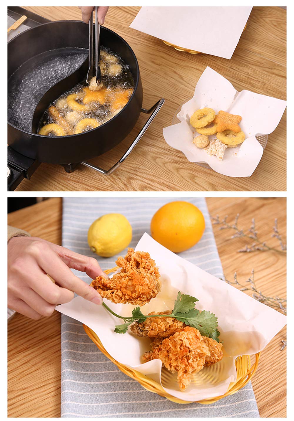 Oil-Absorbing Paper For Fried Food And Tempura,Extra Thick,50 Sheet Pack,19.7Cm X 21.8Cm