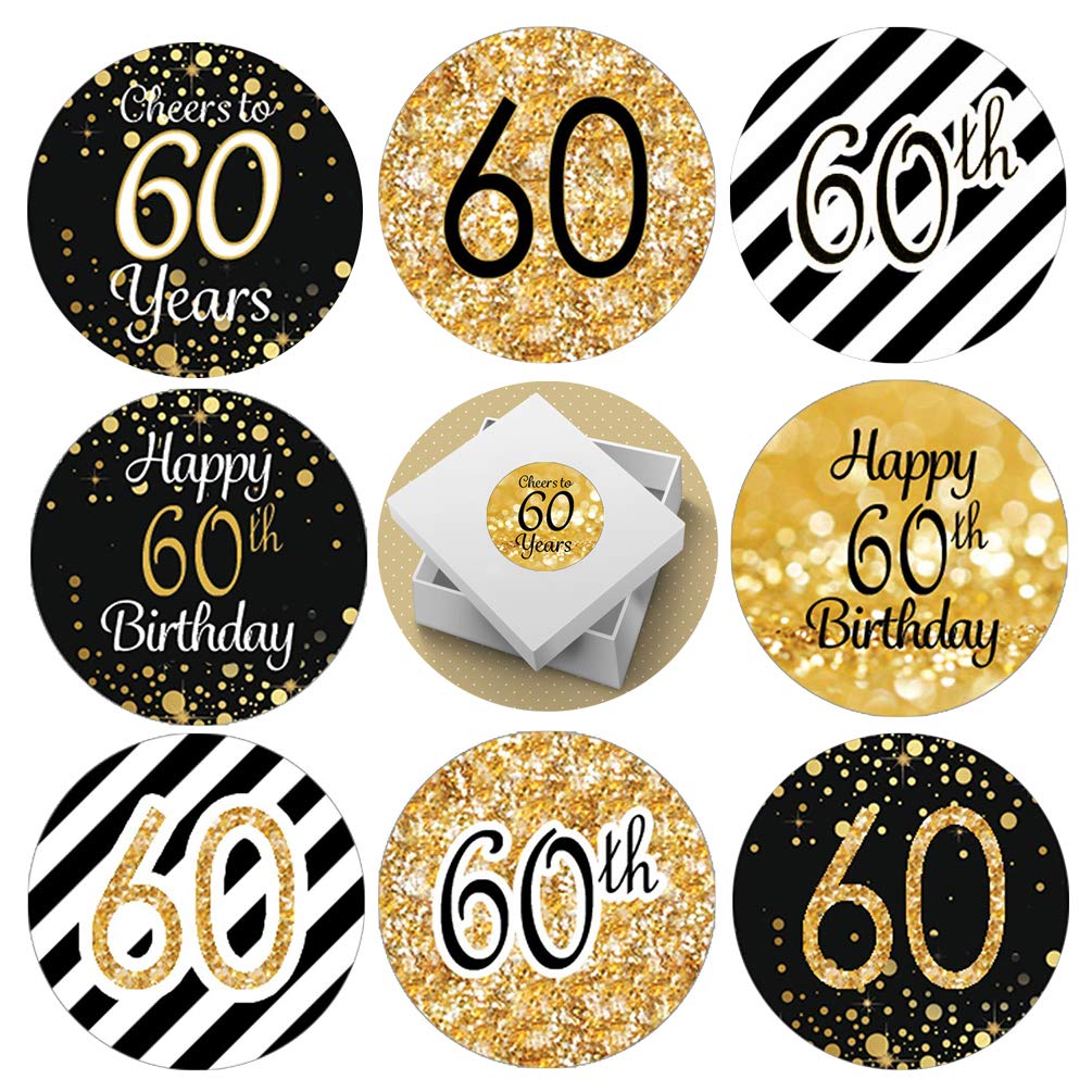 Dfyouhome 216Pcs Happy Birthday Party Favor Labels Stickers 3/4 Inch Circle- Printed Dots Decorations Supplies For Small Candies