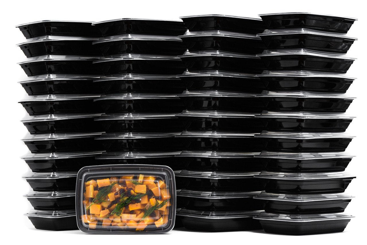 Reusable 28 Oz Food Storage 100 Pack Containers With Lids By Ecoquality - Rectangular Bpa Free Freezer, Microwave & Dishwasher S