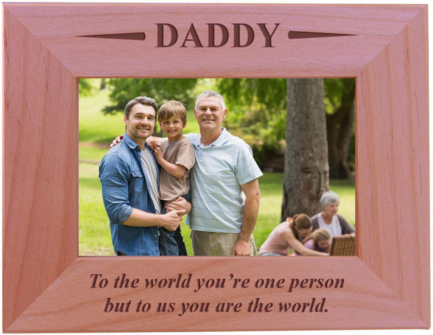 CustomGiftsNow Daddy - to The world youre one person but to us You are The world - Engraved Wood Picture Frame (4x6 Horizontal)