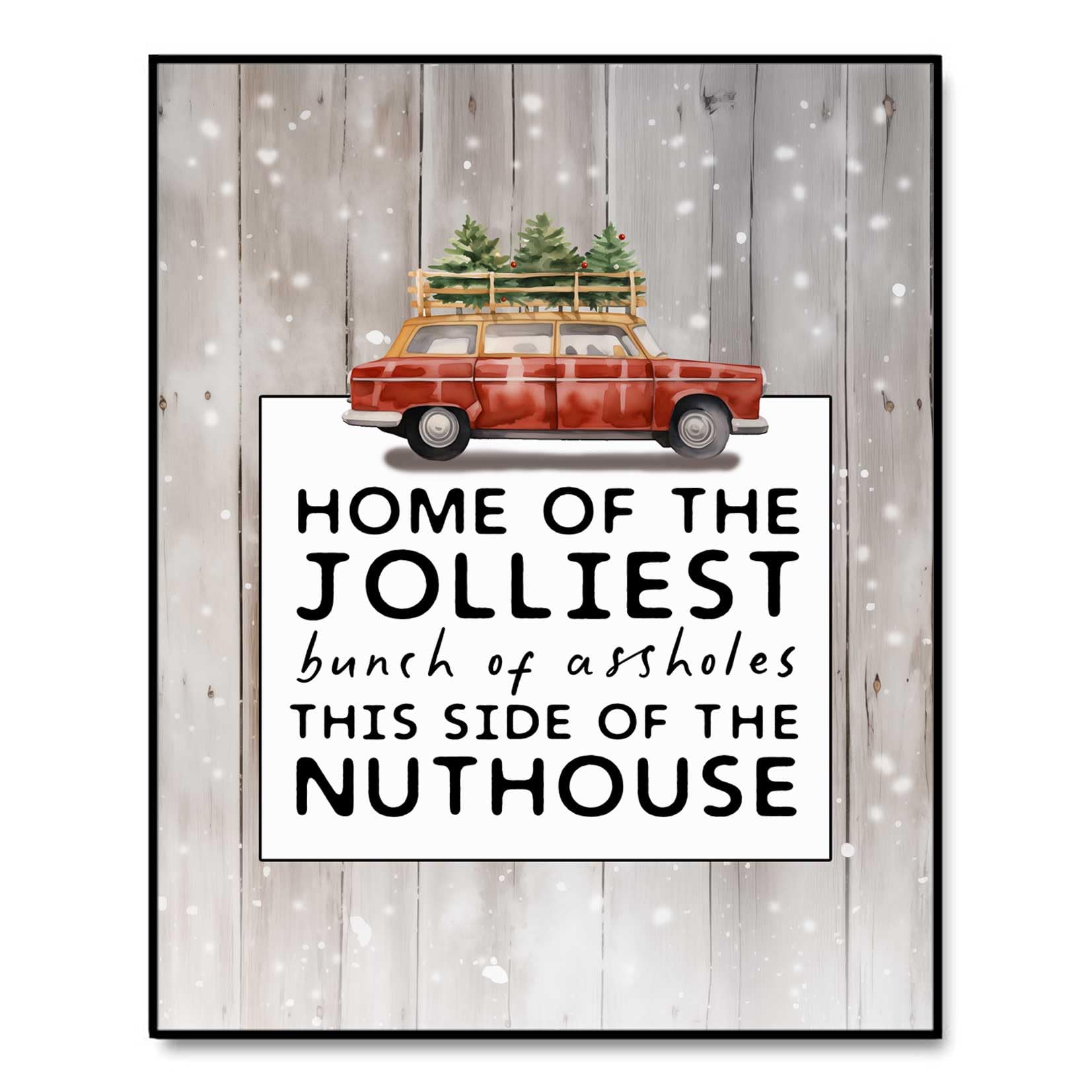 Home Of The Jolliest Bunch Of Sign, Vintage Christmas Wall Art, Funny Christmas Print, Christmas Wall Decorations, Holiday Decor