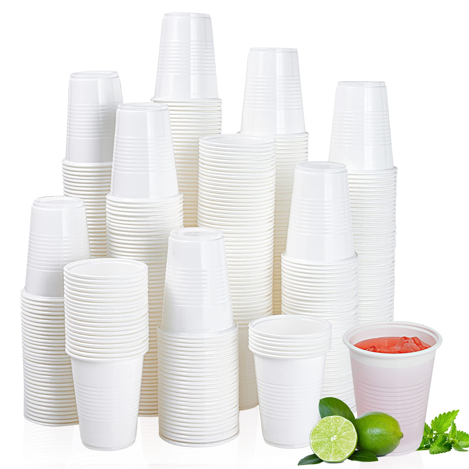 Lilymicky 500 Pack 7 Oz Disposable Plastic Cups, Drinking Cups, White Party Cups For Birthday Parties, Picnics, Ceremonies, And