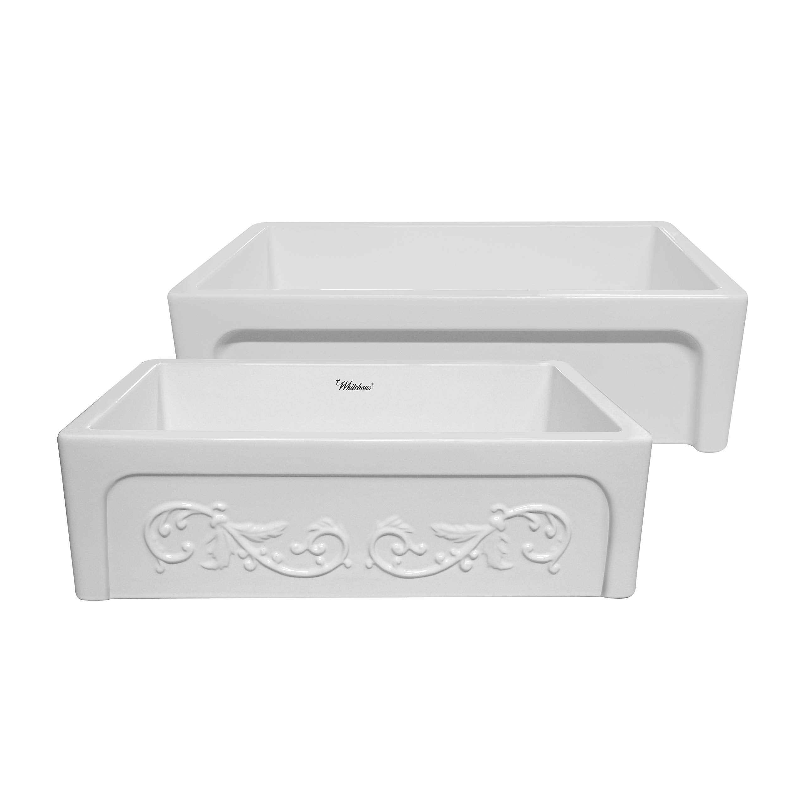Whitehaus Collection Fireclay Kitchen Sink, Front Apron, Large, White, Model WHSIV3333-WHITE