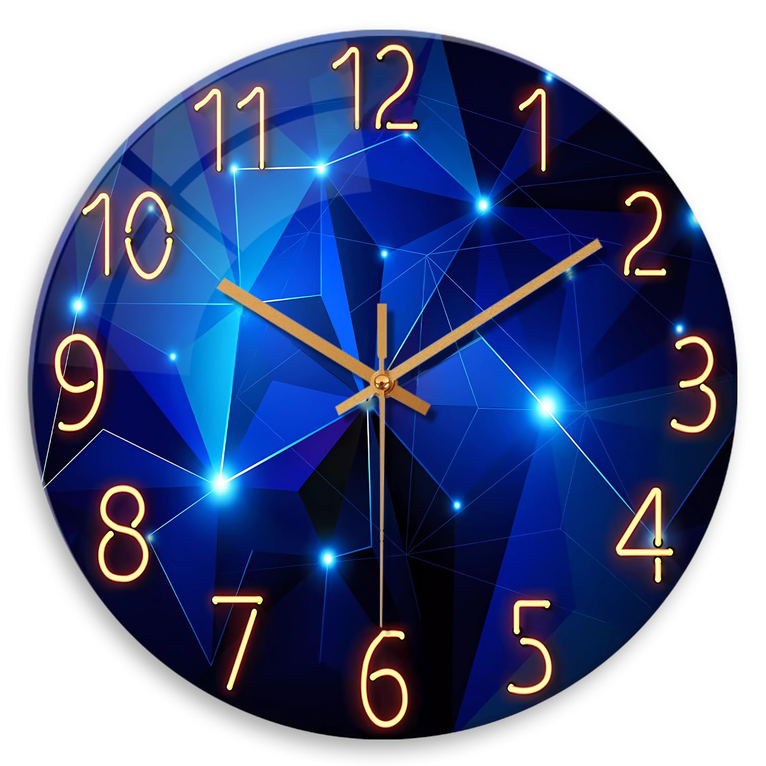 Constantplanet Blue Wall Clock Battery Operated - 16 Inch Wall Clock Non Ticking - Large Wall Clocks For Living Room Decor