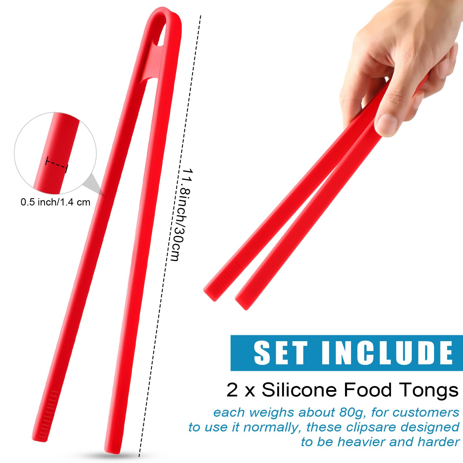 2 Pieces 11.8 Inch Silicone Trivet Tongs For Cooking Silicone Tongs Kitchen Utensils Heat Resistant Non-Stick Silicone Food Tong