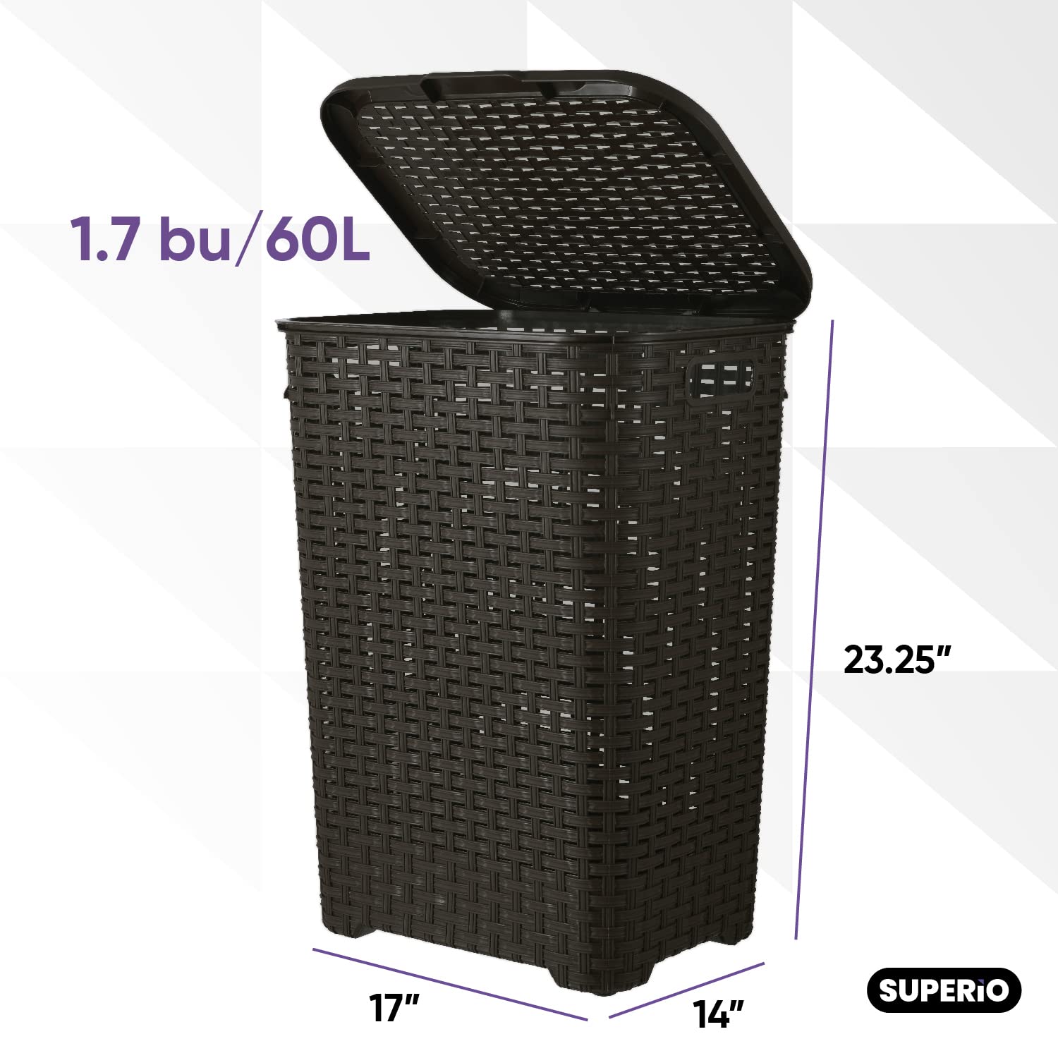 Plastic Laundry Hamper With Lid 3 Pack Laundry Hamper Basket, Brown Tall Cloths Hamper Organizer With Cut-Out Handles. Space Sav