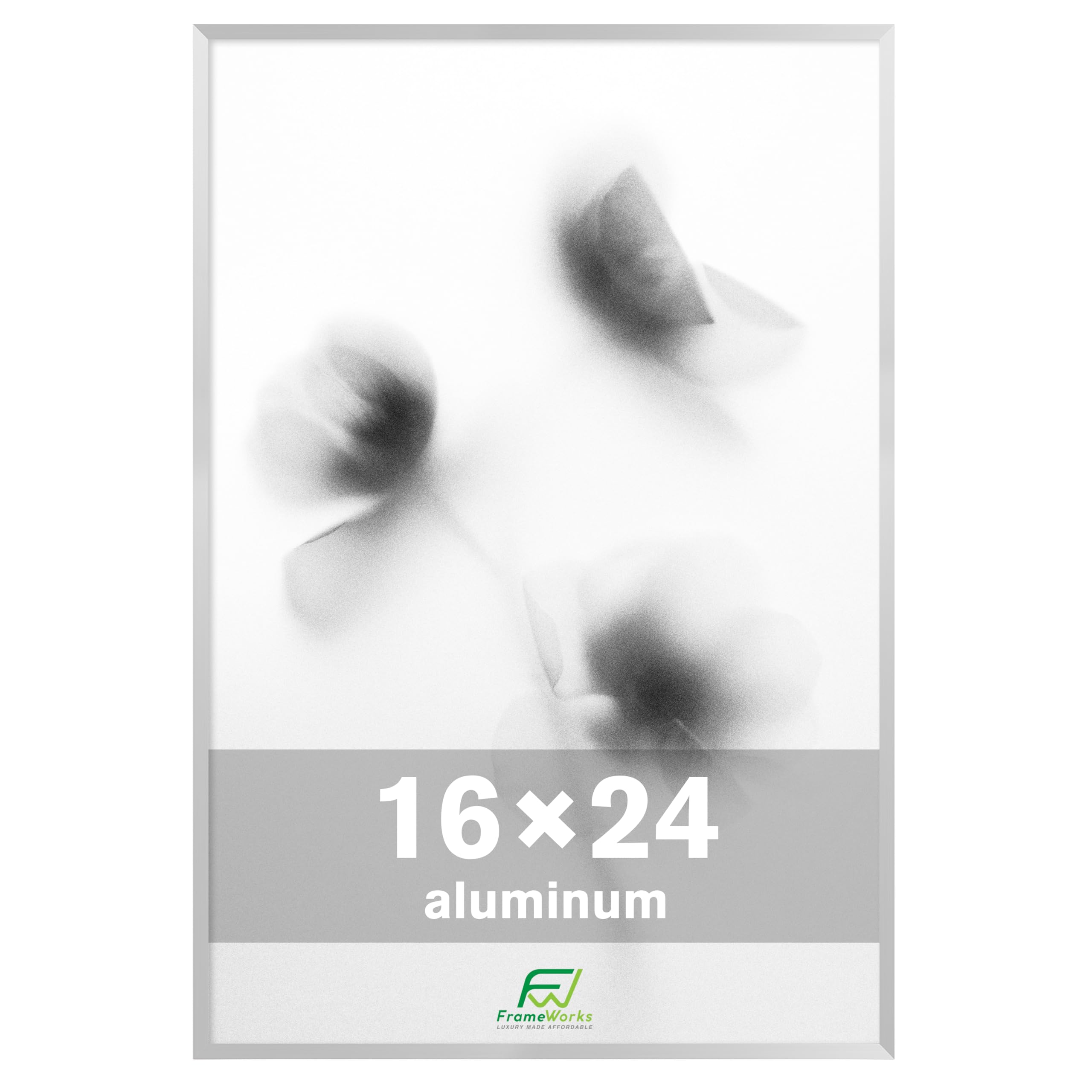 FrameWorks 16x24 Brushed Aluminum Poster Frames - Modern Brushed Metal Design w/Shatterproof Plexiglass, Perfect for Posters, Ar