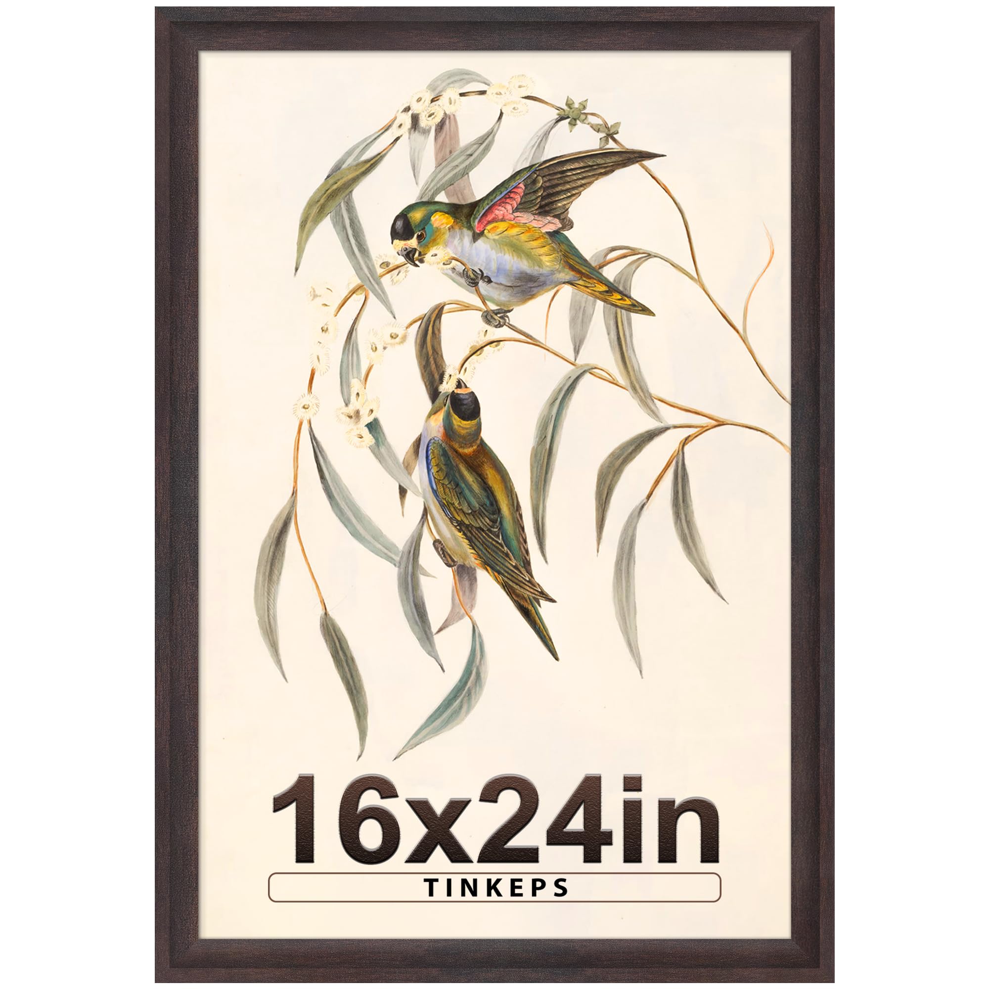 Tinkeps 16x24 Frame Walnut Brown, Wide Border, Large Wall 16x24 Poster Frame Tailored for Home& Gallery Decor