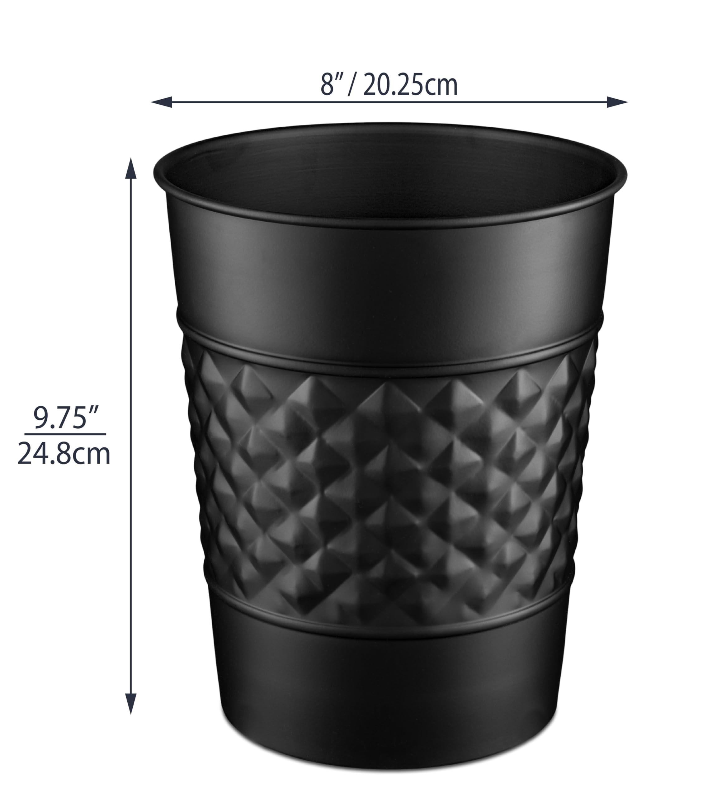 Monarch Abode 29128 Handcrafted, Geometric Embossed, Metal Wastebasket Trash Can For Home Office Bedroom, Decorative Wastebasket