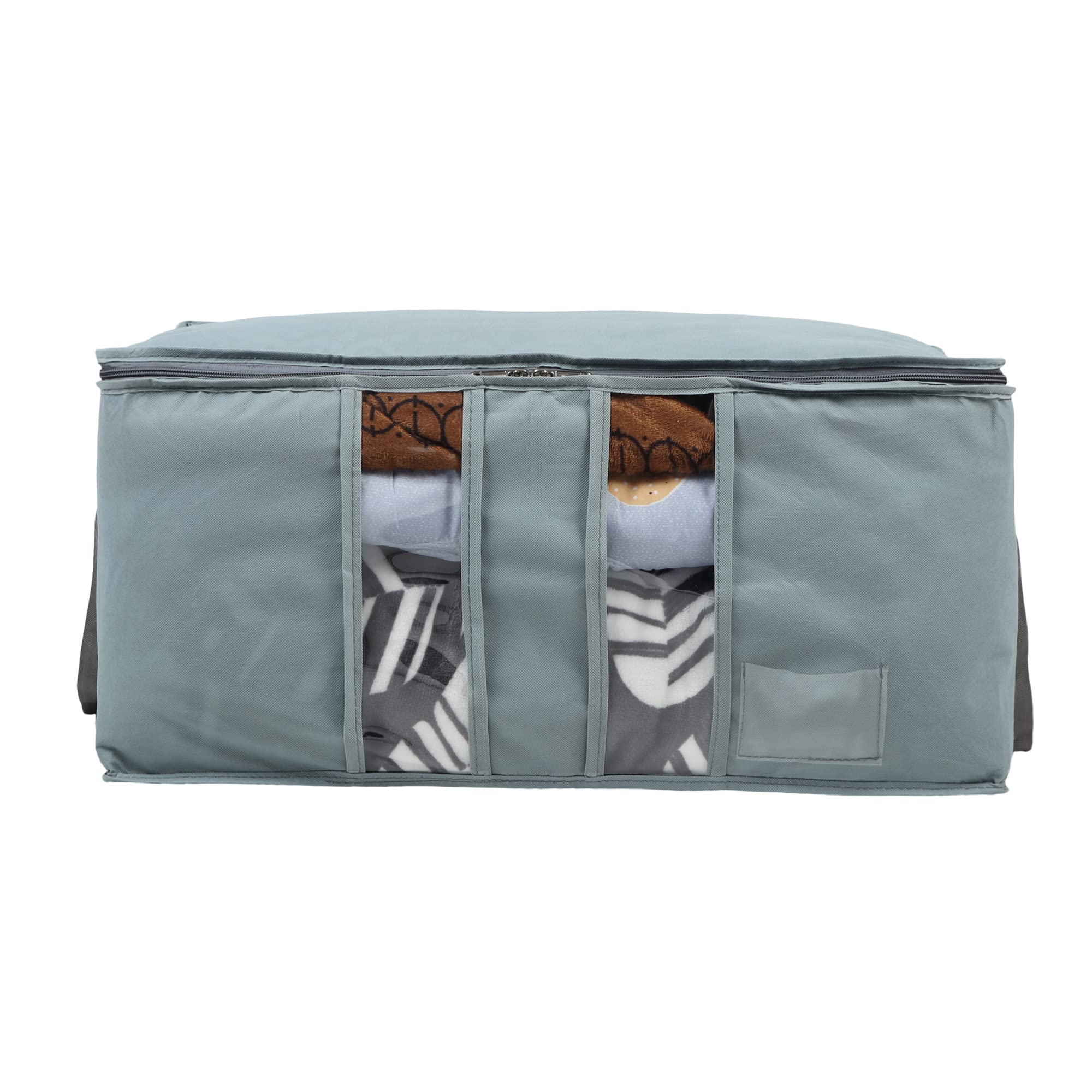 Shavi Bag Non Woven Zipper Closure See Through Window Multipurpose Clothes Storage Organizer For Blankets, Clothing,Toys,Books,C