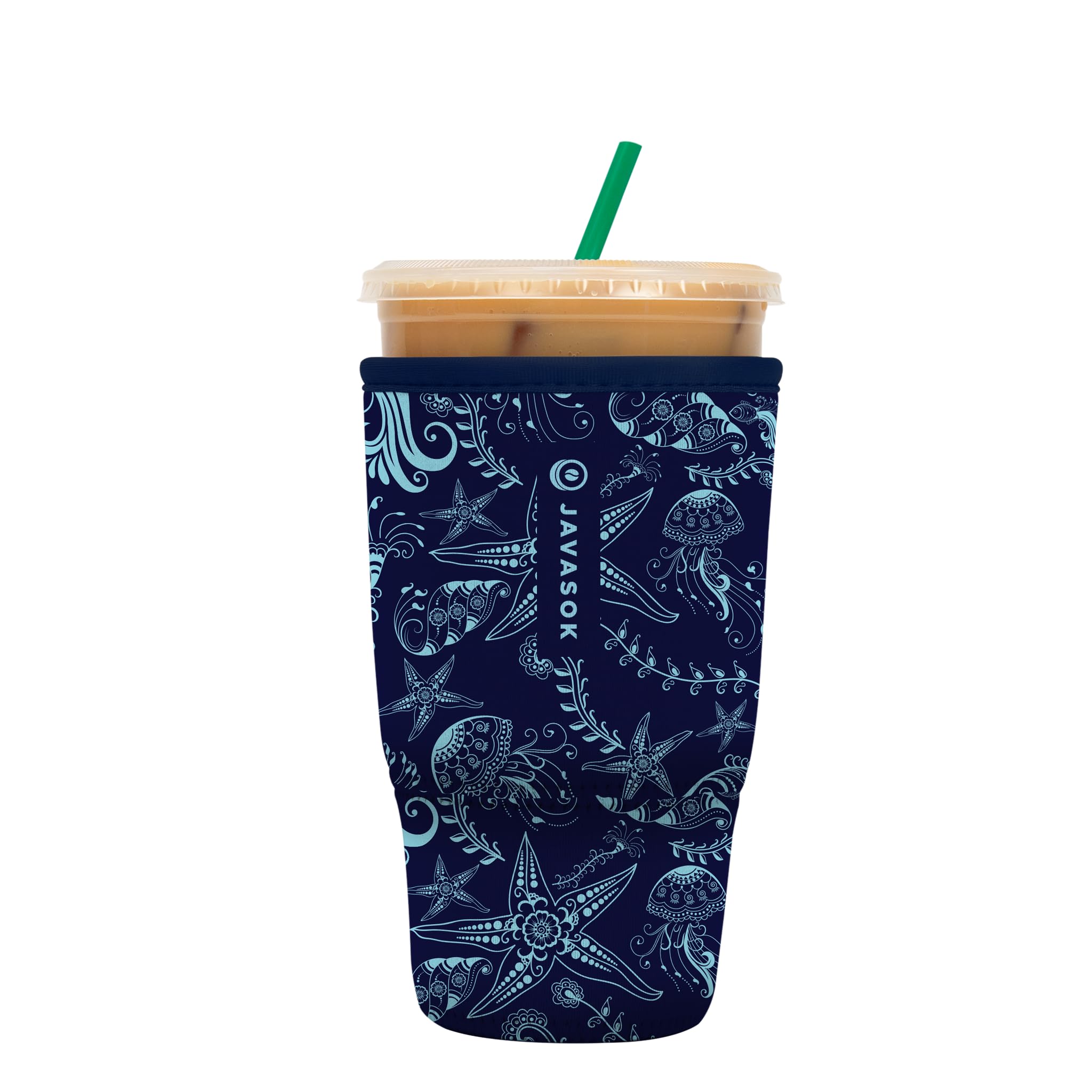 Sok It Java Sok Iced Coffee & Cold Soda Insulated Neoprene Cup Sleeve (Ocean Oasis, Large: 30-32oz)