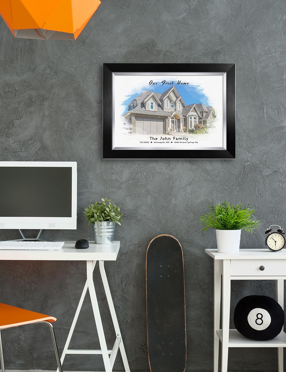 Ipic - Custom Watercolor House Portrait.Personalized Artwork With Names And Date On, Customized Gift For Anniversary,Wedding,Bir