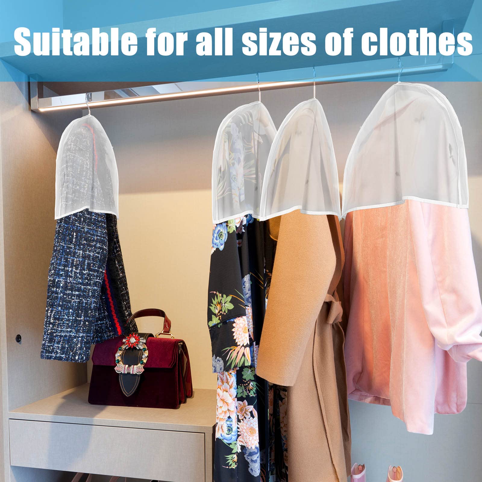 Patelai 80 Pieces Shoulder Covers 24 X 12 X 2 Inches Garment Covers Clothes Covers For Hanging Clothes For Closet Storage Suit,