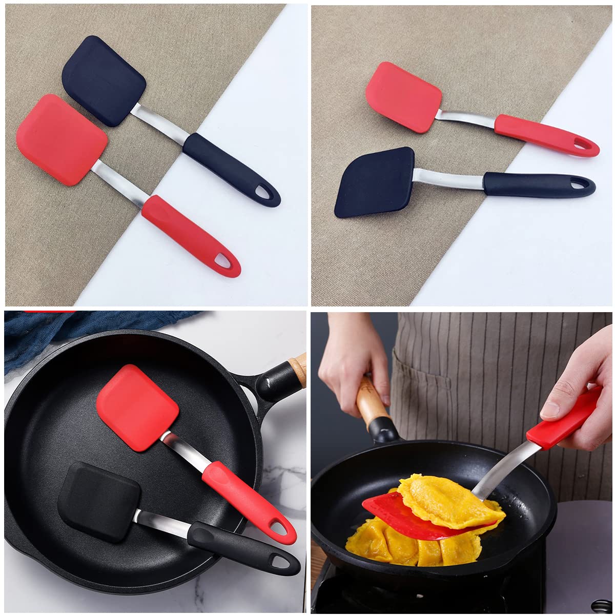 Silicone Cookie Spatula Turner, 2Pcs Silicone Spatula Nonstick Heat-Resistant Mini Brownie Spatula For Flip Egg In Small Frying