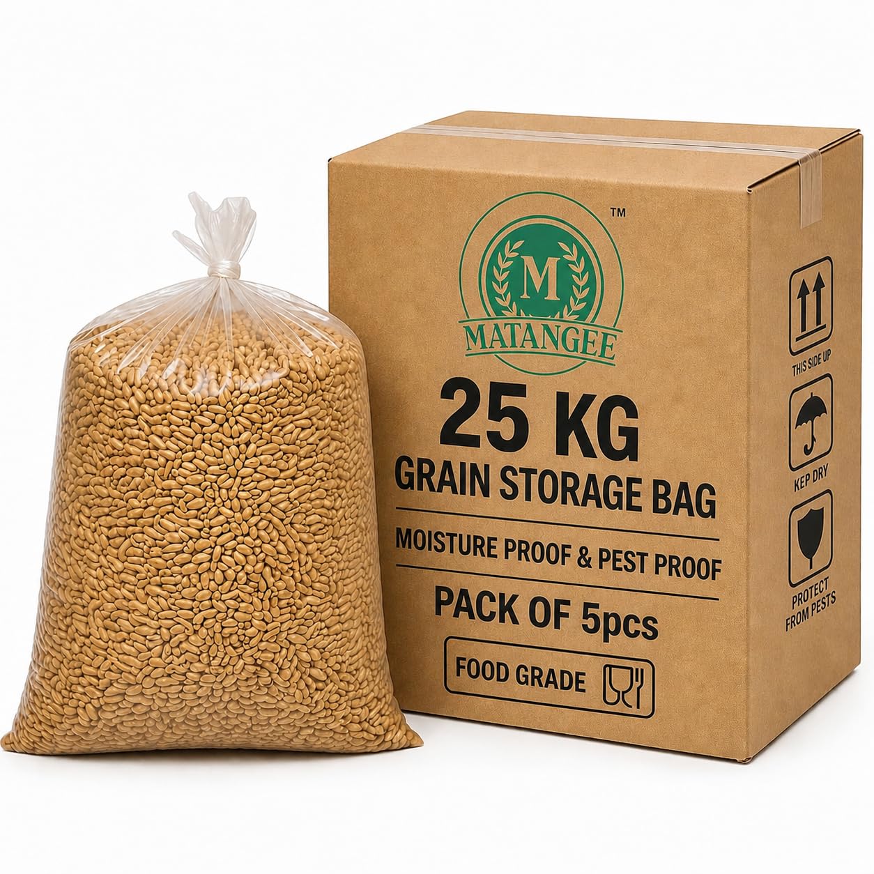 Matangee Evoh Hermetic Grain Storage Bags 25Kg | LongTerm Dry Grain Storage  MoistureProof Bags For Rice, Wheat, Pulses, Corn