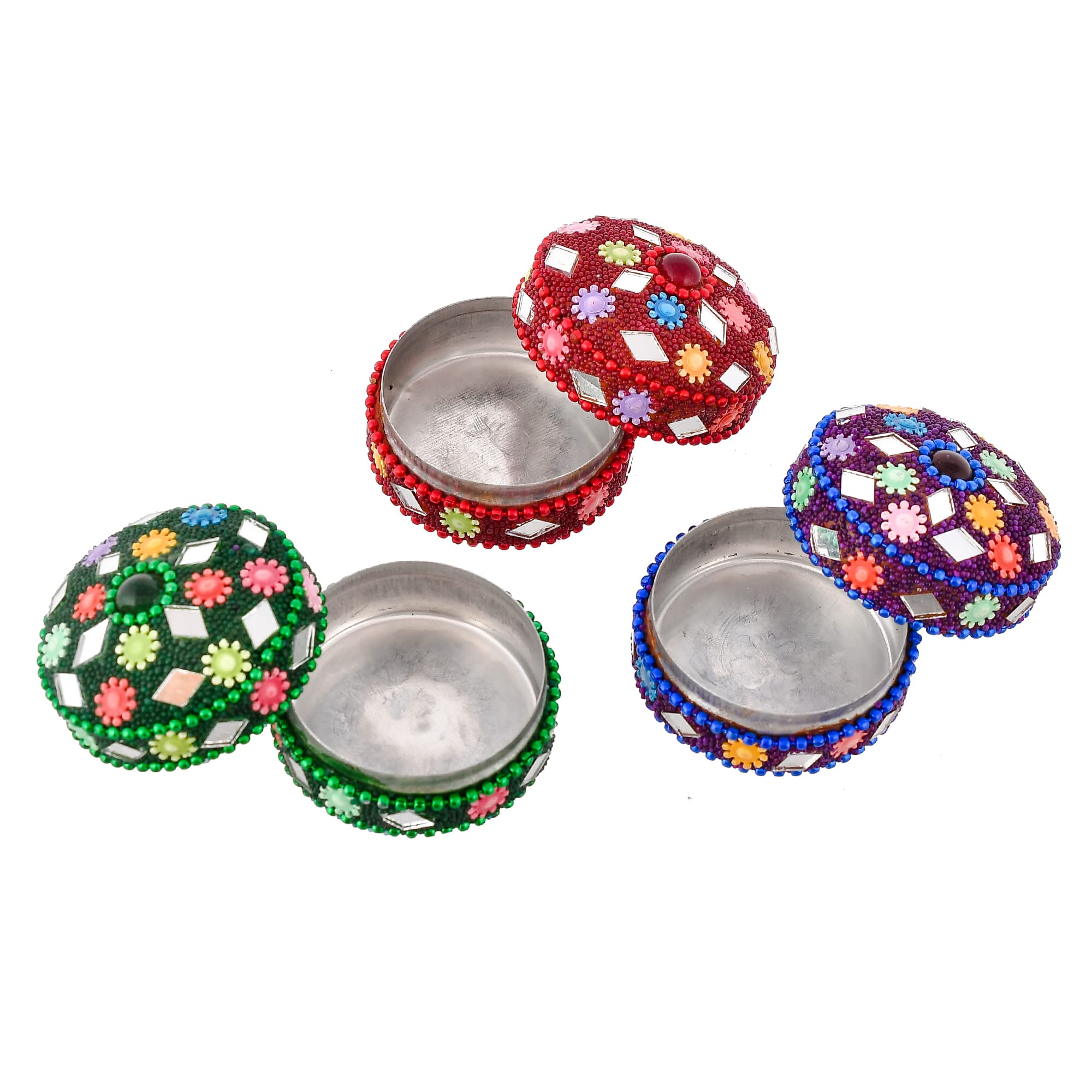 Craftam Aluminum Lakh Sindoor Boxe, Kumkum Box Bharani Wedding Return Gifts (Set Of 12), Round