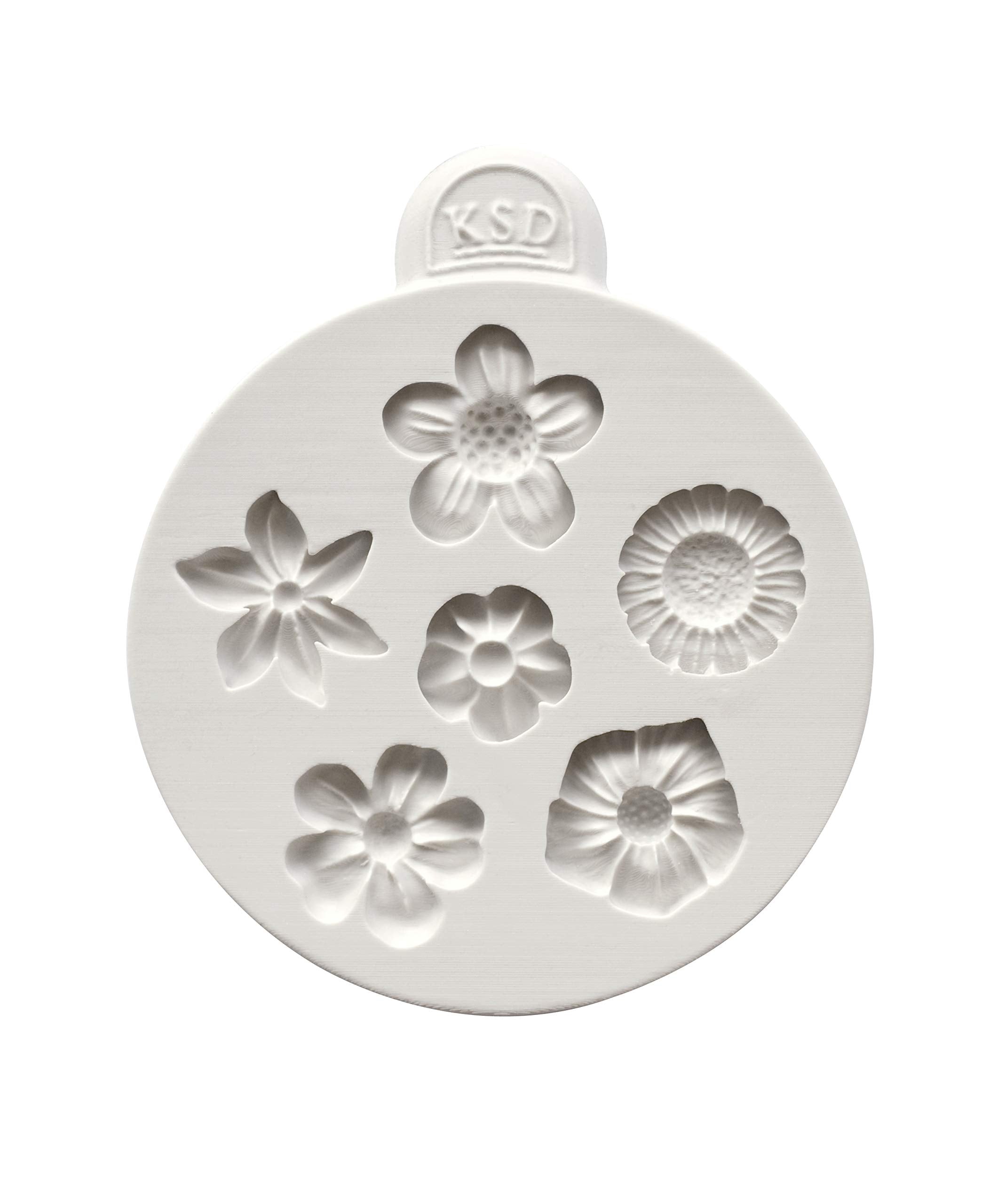 Katy Sue Flowers Silicone Mold For Cake, Cookie Decorating, & Craft. Makes 6 Different Flowers To Use With Fondant, Gum Paste, S