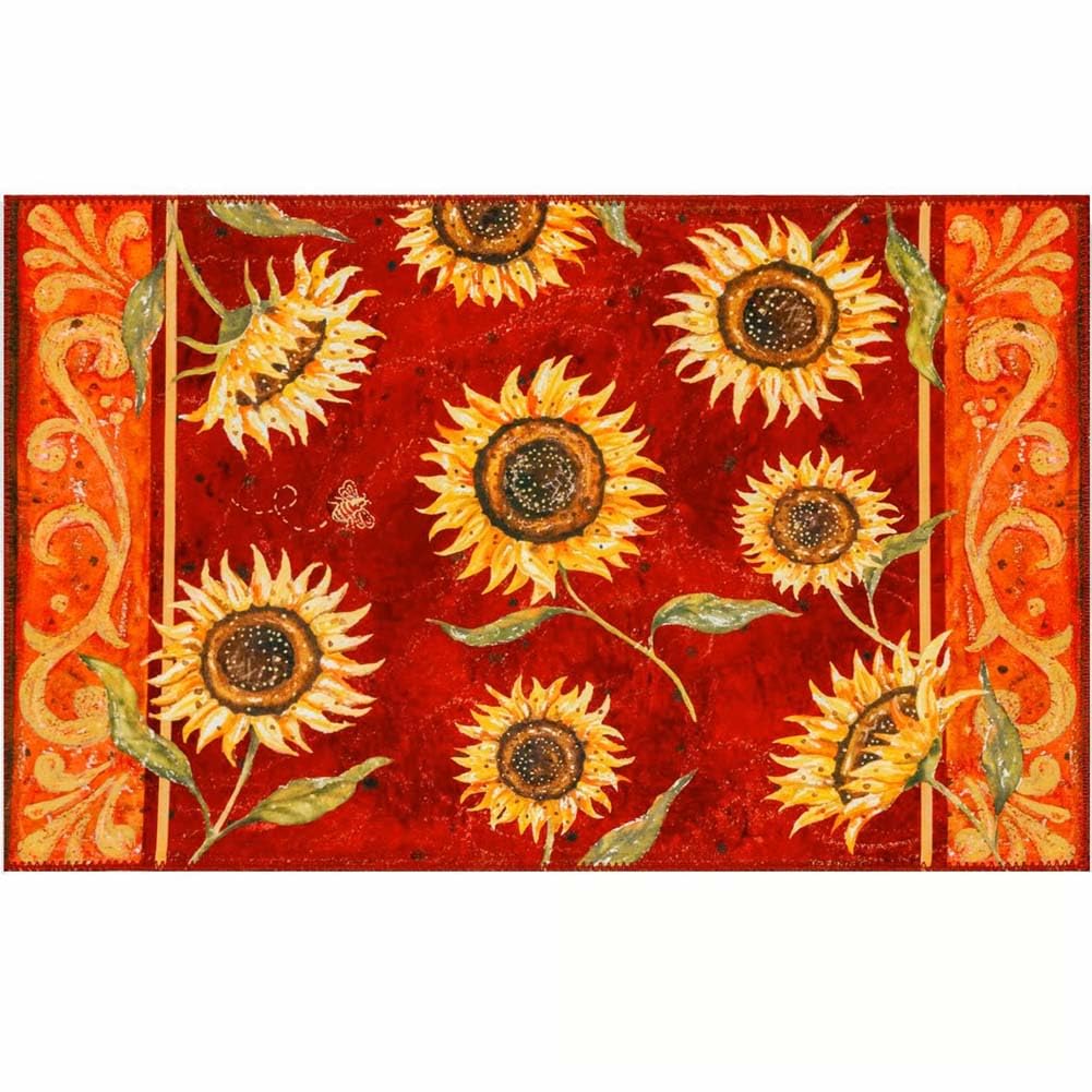 Jellybean Olivias Home Decorative Provencial Sunflowers Accent Rug - 22 W x 32 L