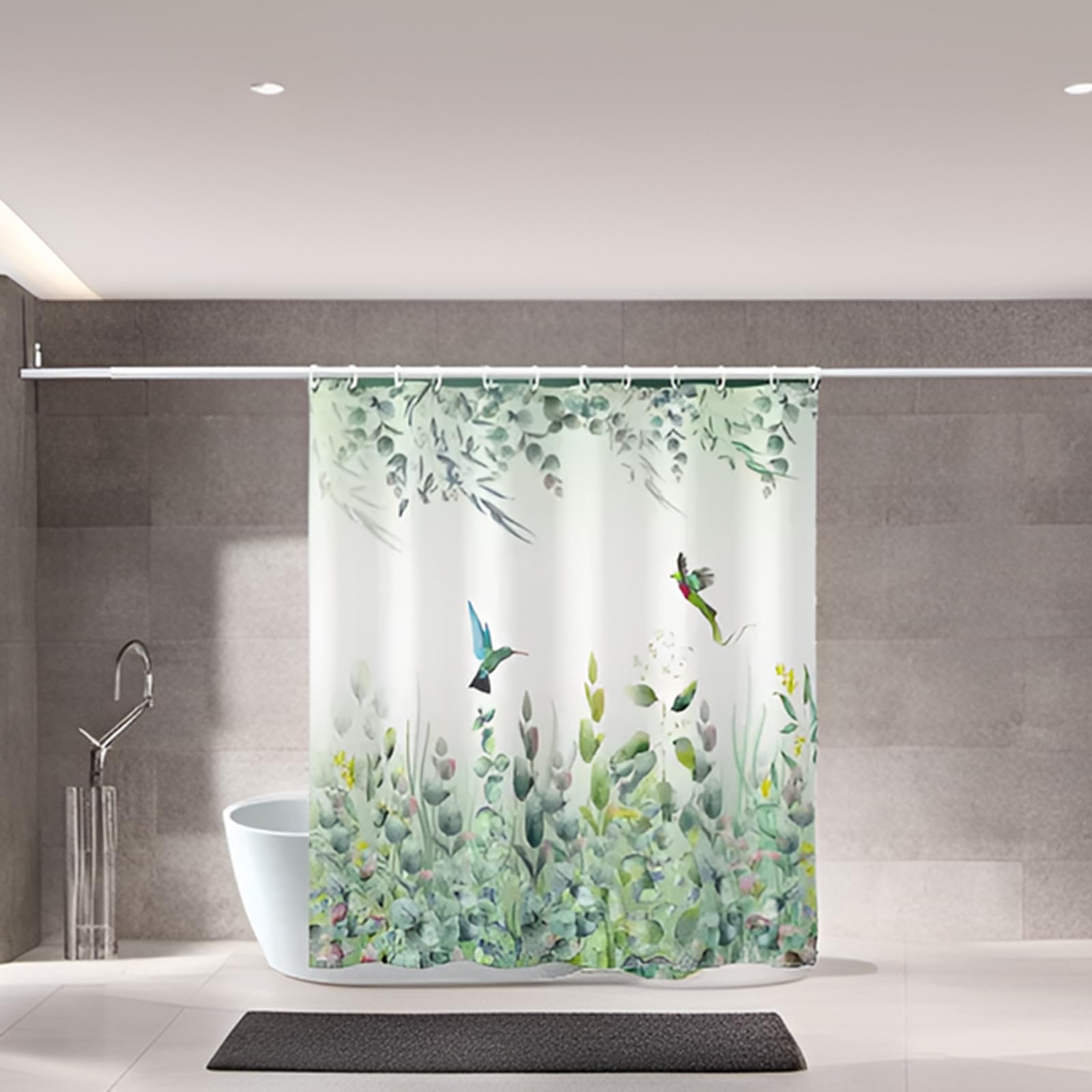 Niidder Green Leaf Shower Curtain, Kingfisher Shower Curtain -72 ''W X 78'' L With 12 Hooks, Weighted Hem Shower Curtain, Waterp
