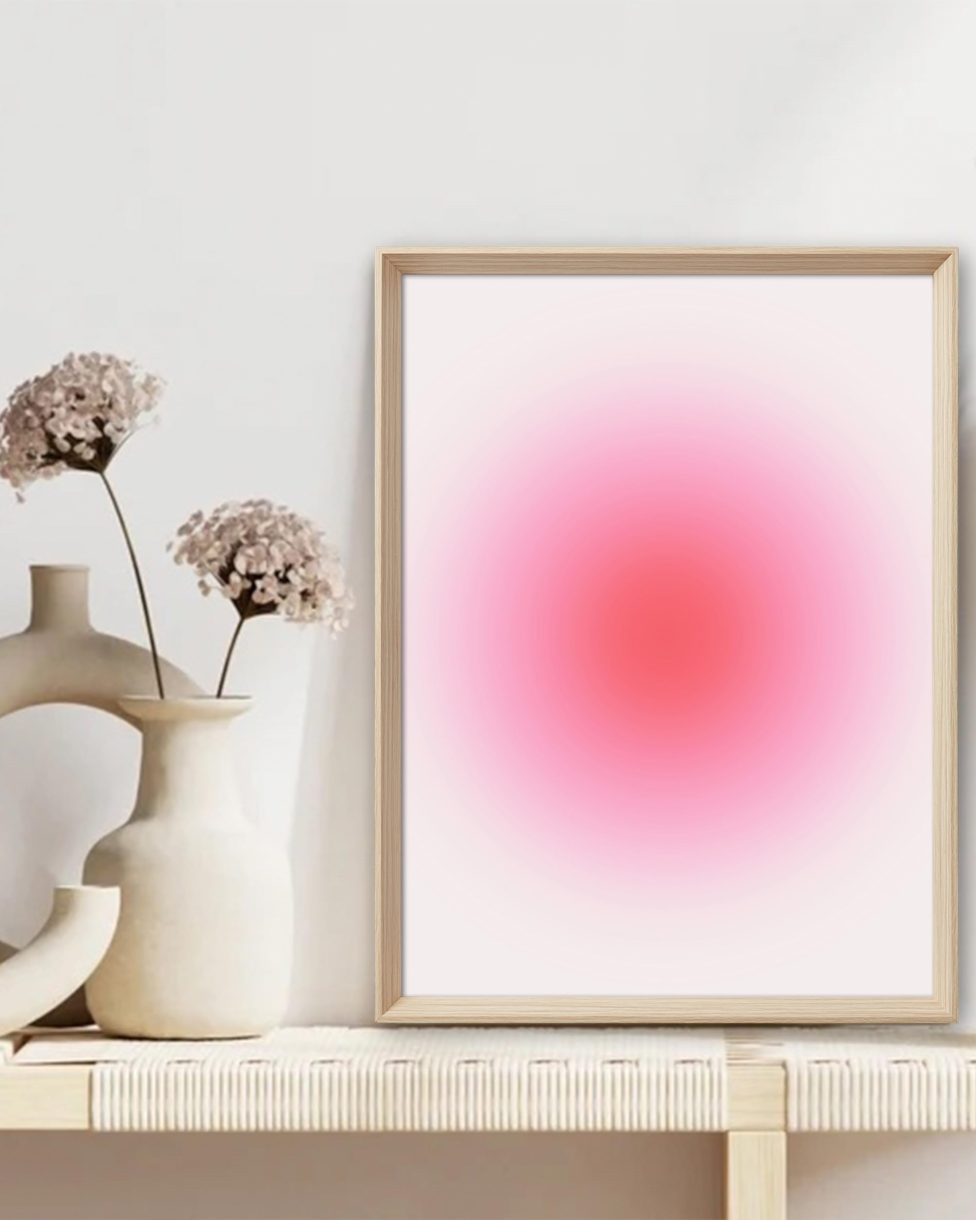 Abstract Framed Wall Art For Living Room,Retro Gradient Canvas Wall Decor,16X12In Minimalist Wood High Framed Design Poster For