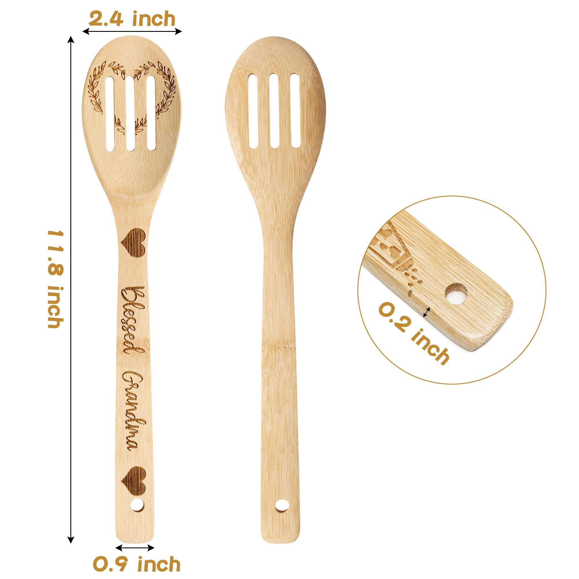 Haooryx 6Pcs Grandma Bamboo Spoons Utensils Set Best Grandma Cooking Utensils Non-Stick Spoons Burned Bamboo Cookware Kitchen Ga